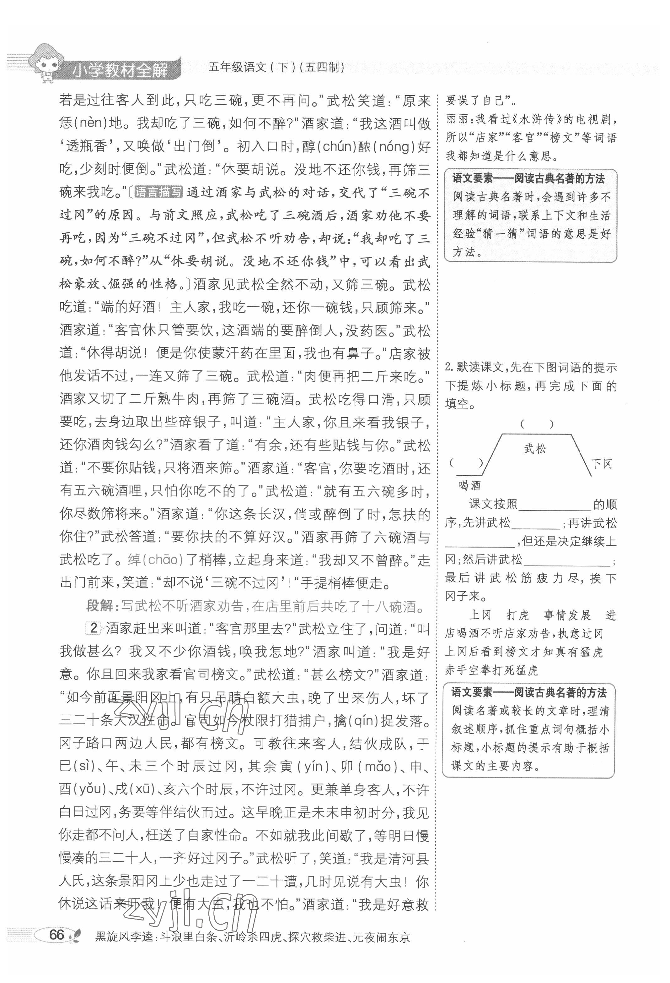 2022年教材課本五年級(jí)語(yǔ)文下冊(cè)人教版五四制 參考答案第66頁(yè)