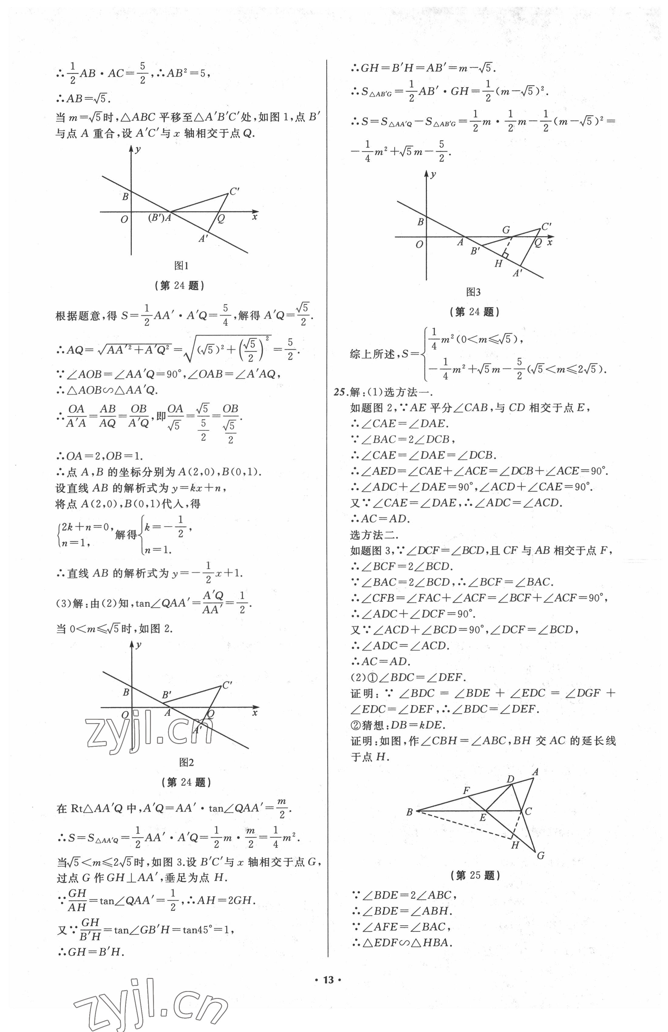 2022年中考必備遼寧師范大學(xué)出版社數(shù)學(xué)大連專版 參考答案第13頁