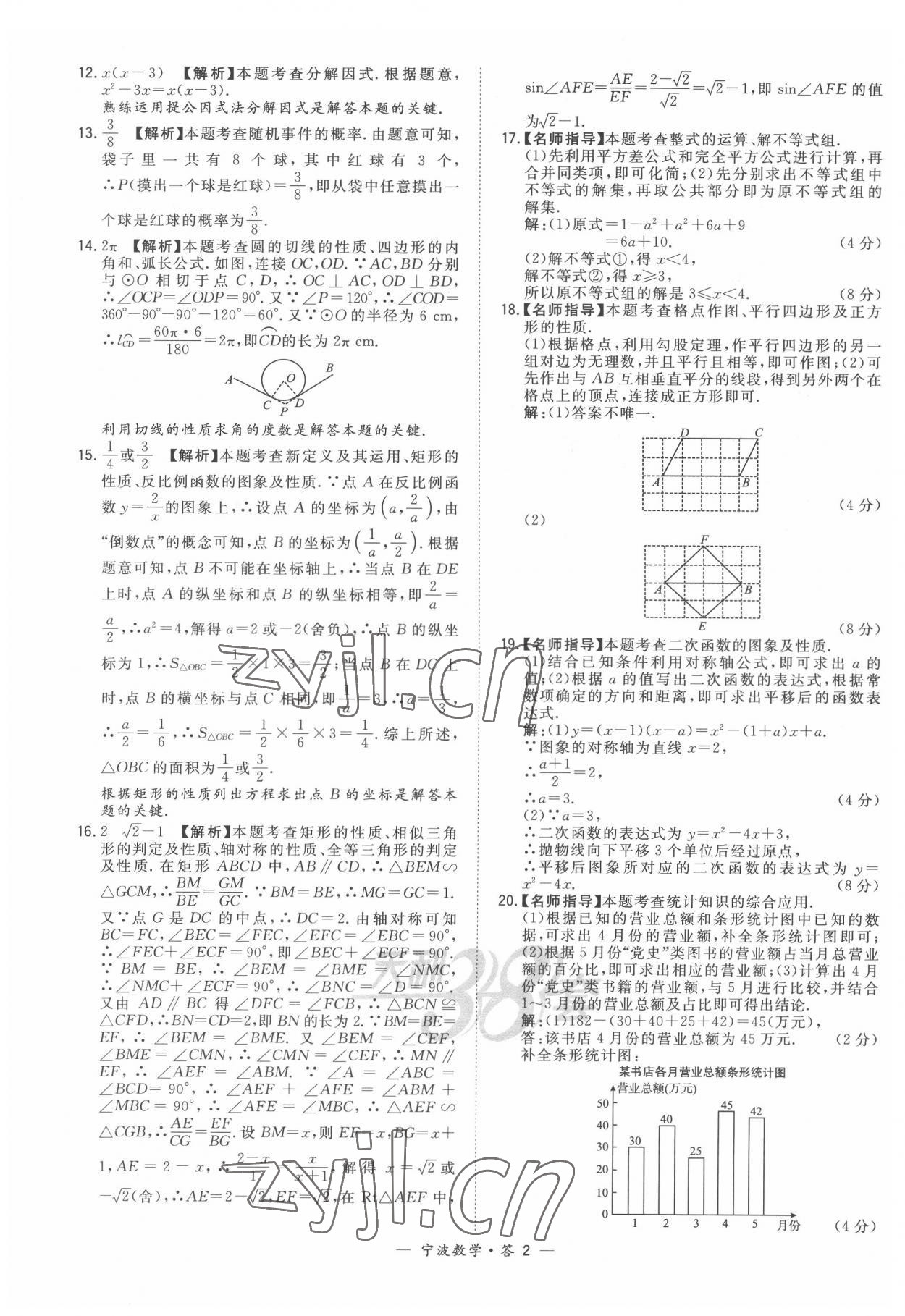 2022年天利38套中考試題精選數(shù)學寧波專版 參考答案第2頁