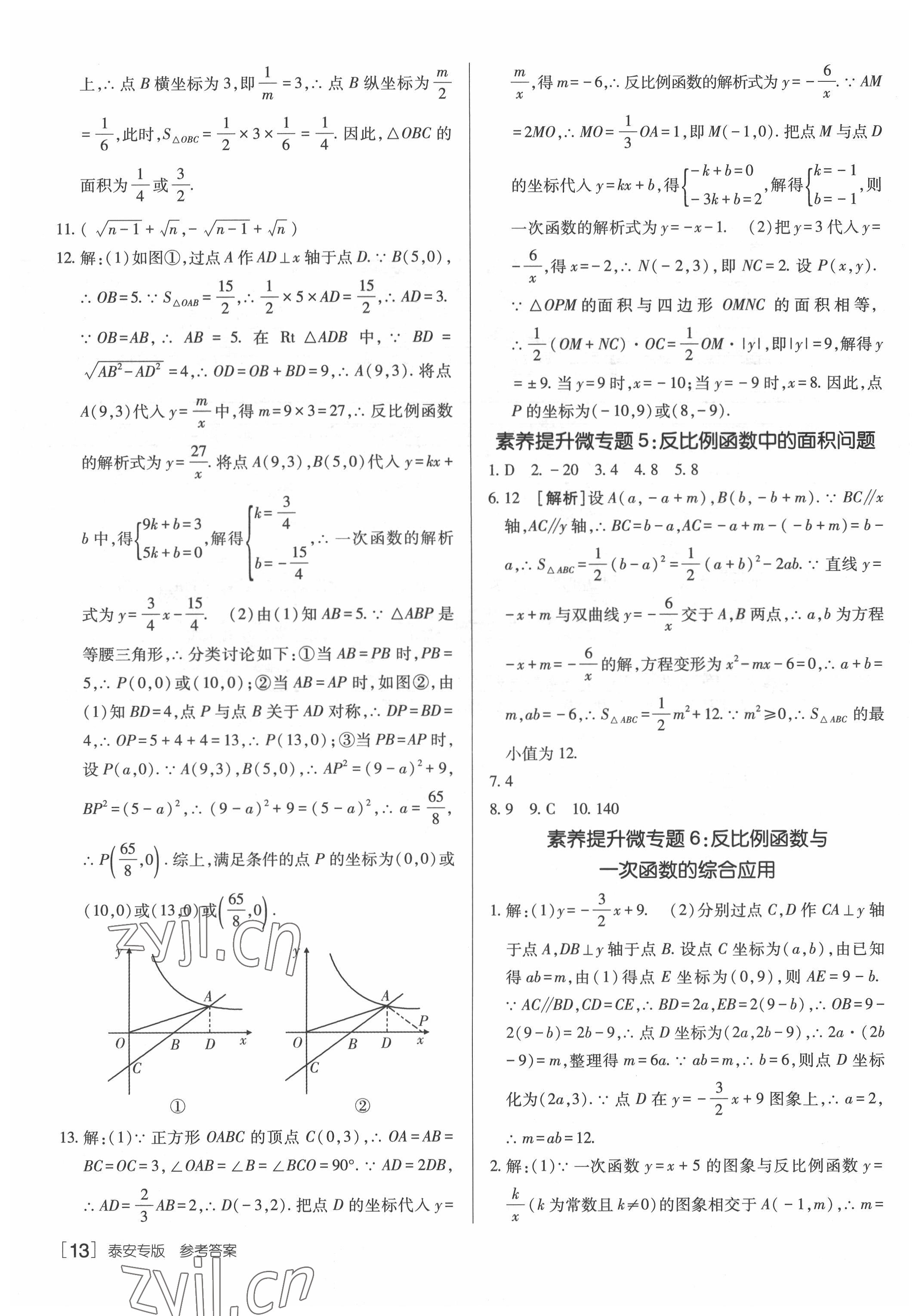 2022年升學(xué)錦囊數(shù)學(xué)泰安專版 參考答案第13頁