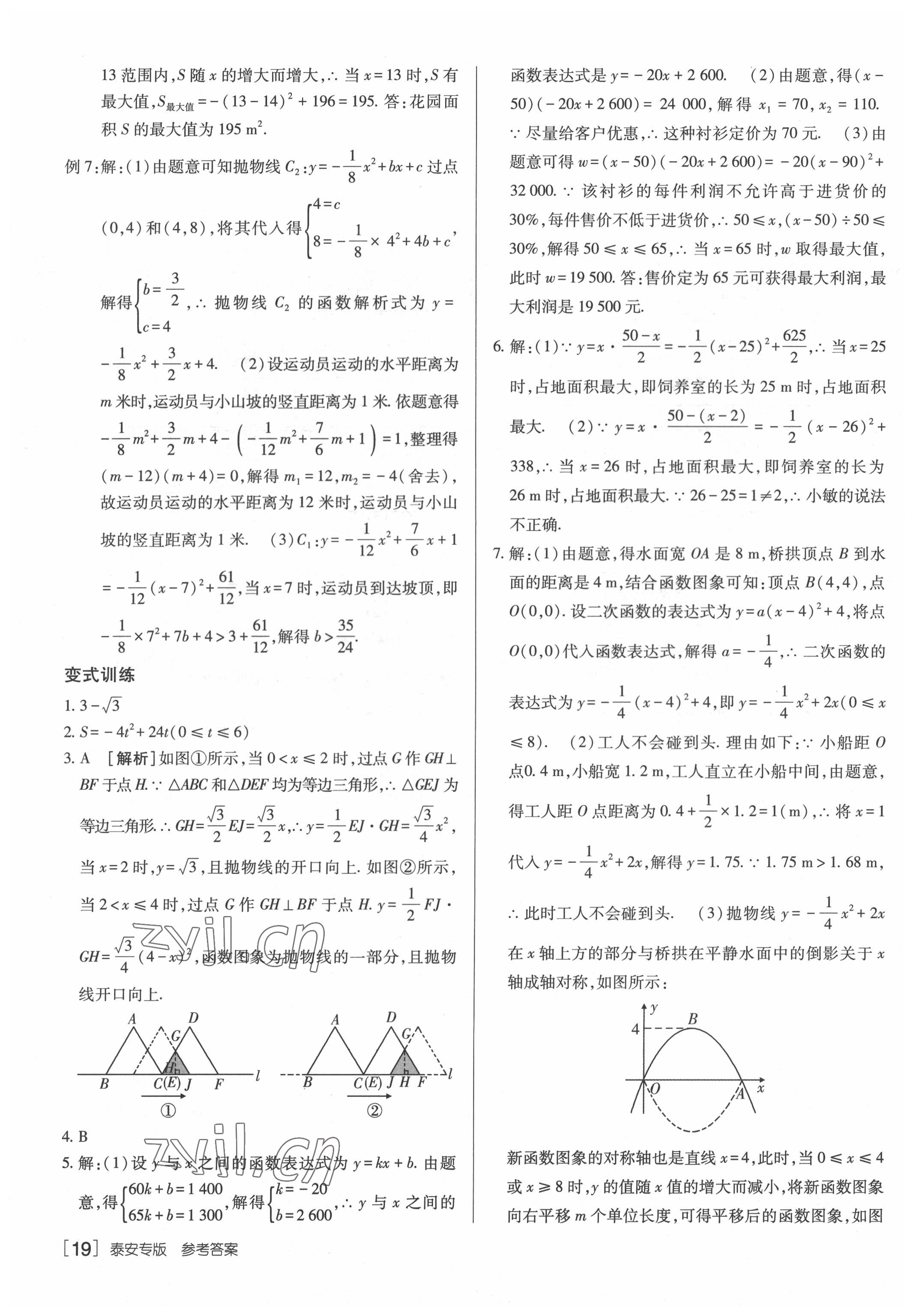 2022年升學(xué)錦囊數(shù)學(xué)泰安專版 參考答案第19頁(yè)