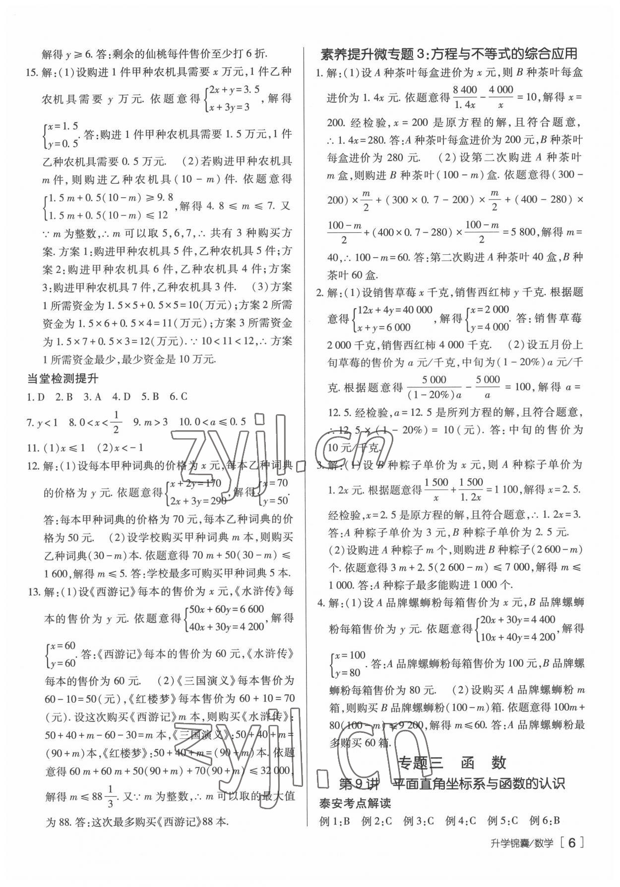 2022年升學錦囊數(shù)學泰安專版 參考答案第6頁