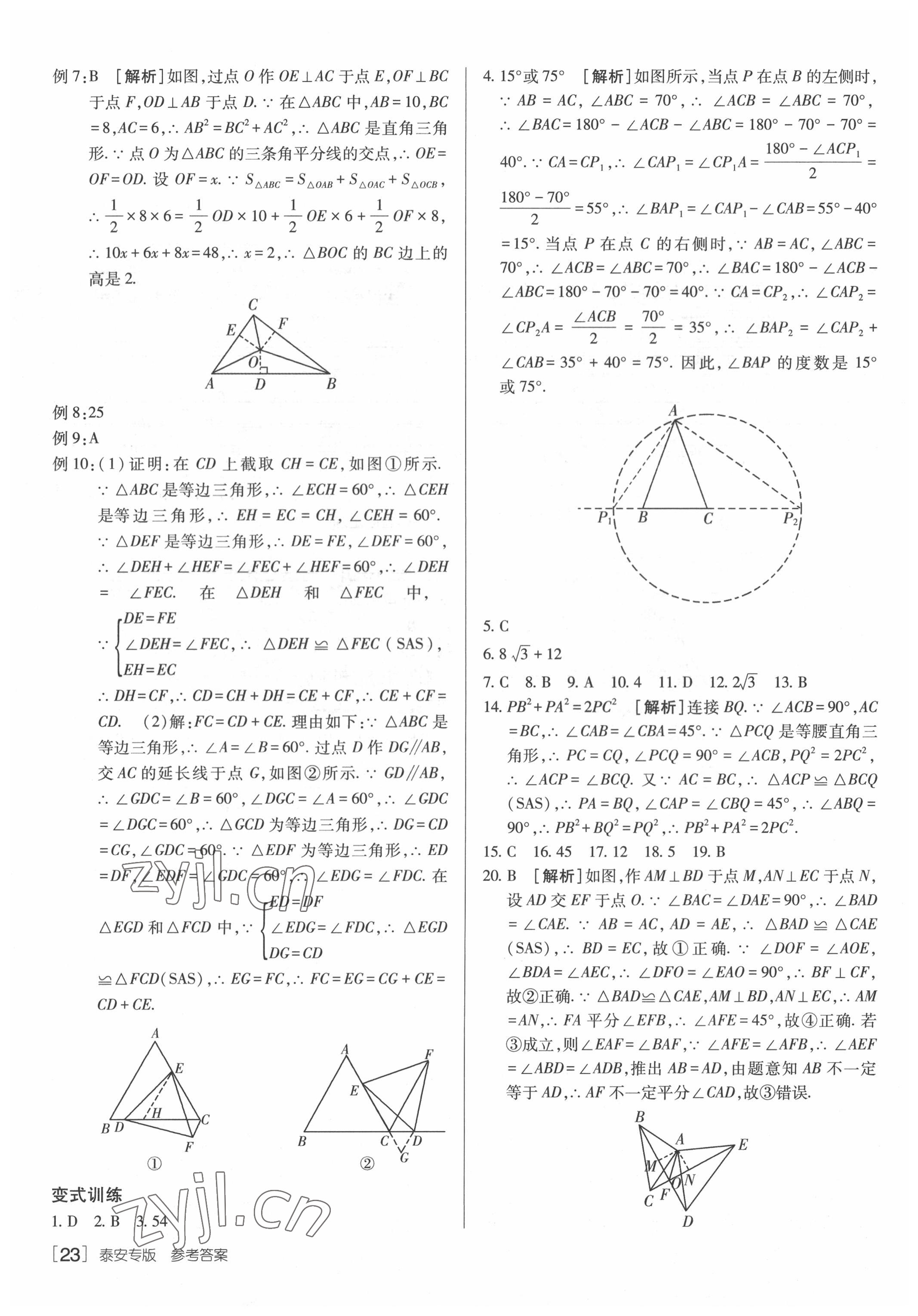 2022年升學錦囊數(shù)學泰安專版 參考答案第23頁