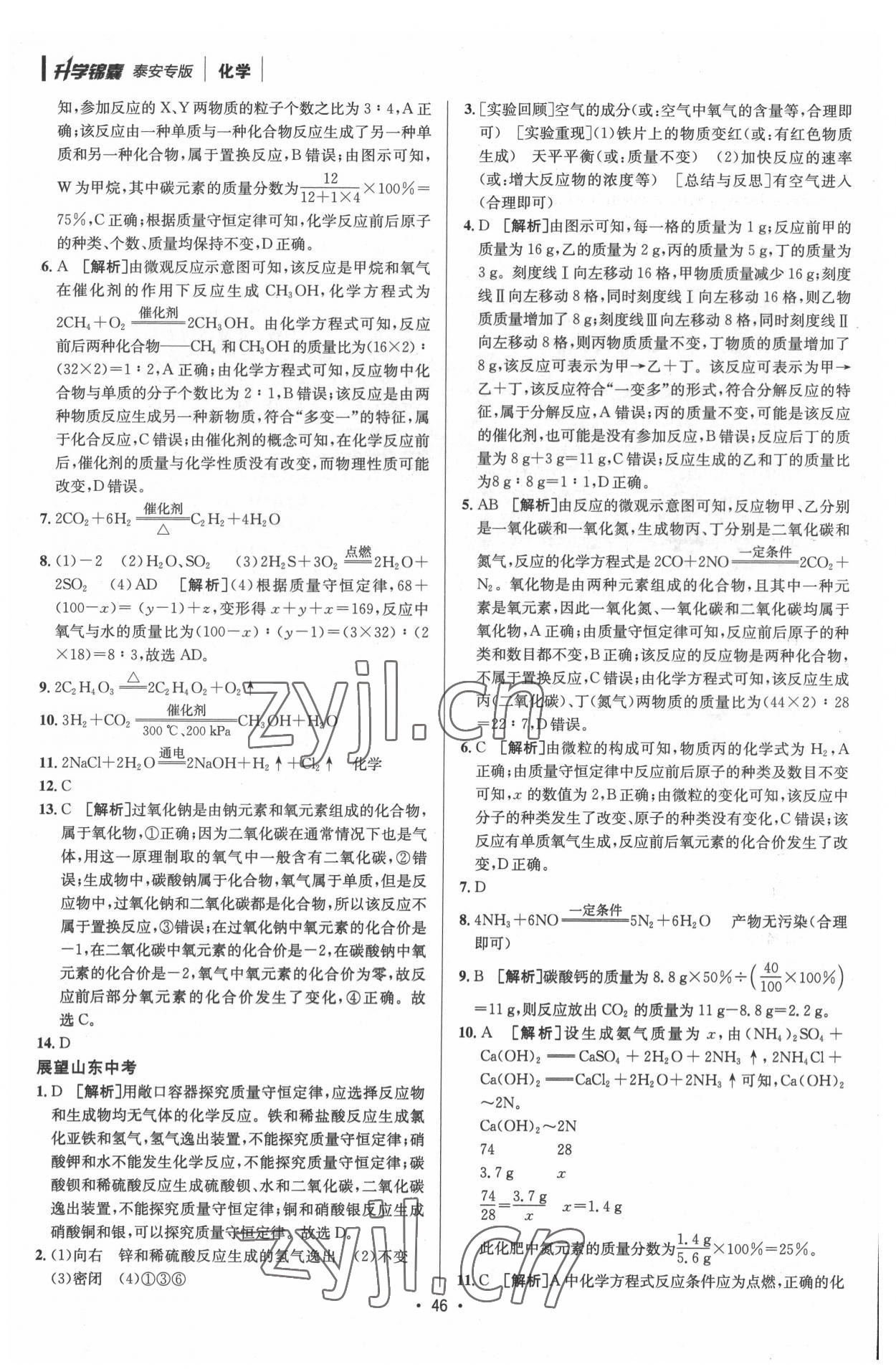 2022年升學(xué)錦囊化學(xué)泰安專版 參考答案第12頁