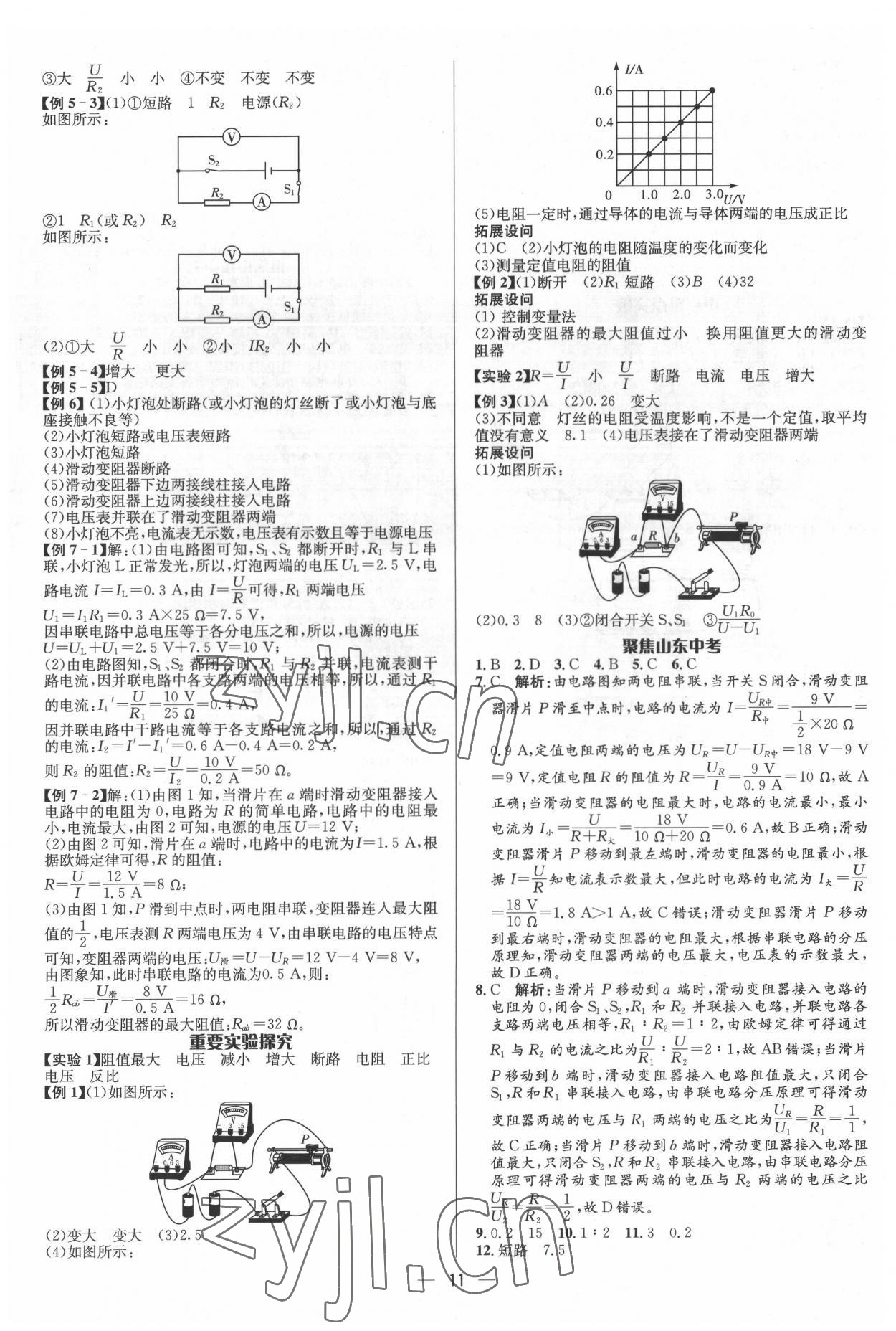 2022年中考對策物理泰安專版 參考答案第11頁