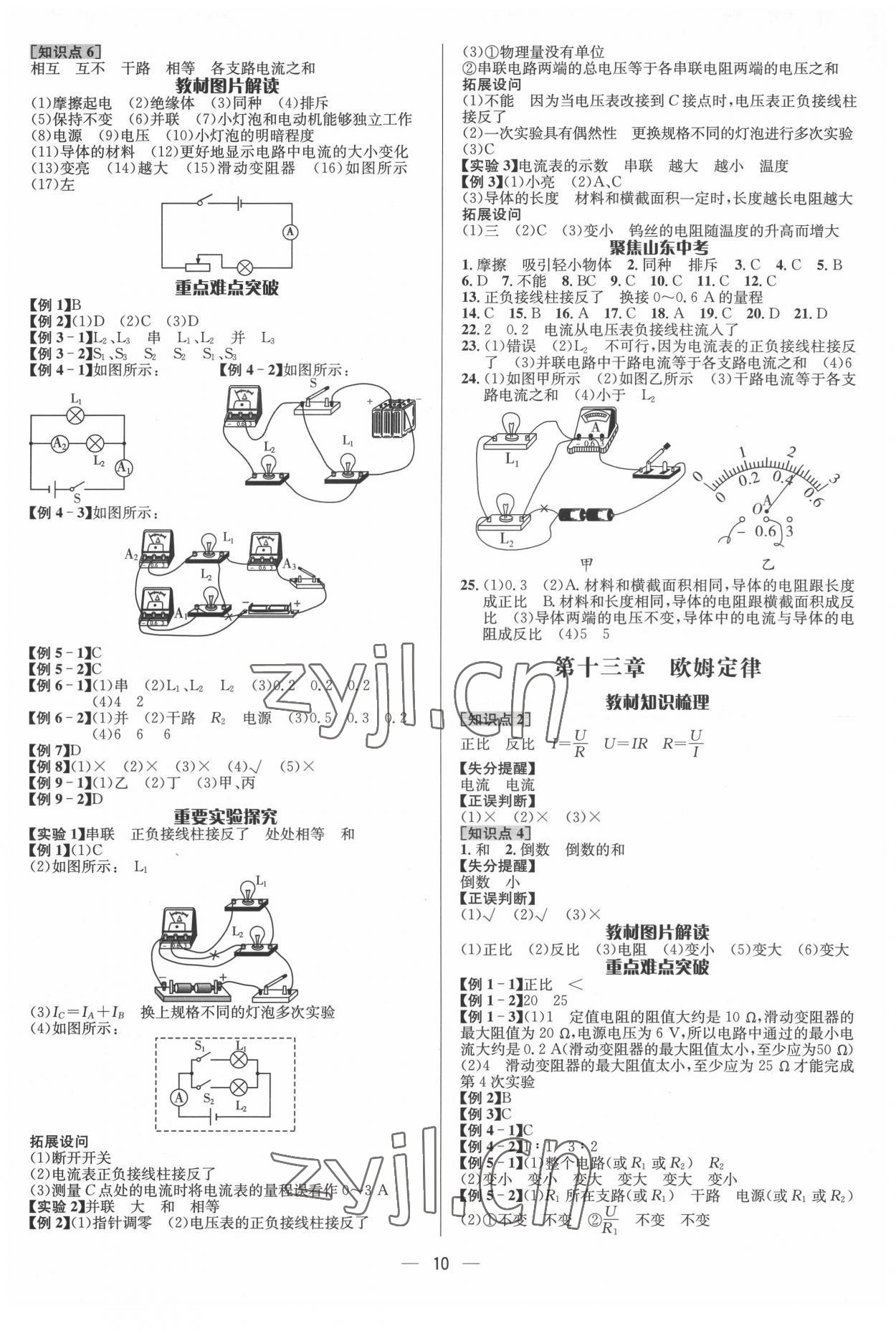 2022年中考對策物理泰安專版 參考答案第10頁
