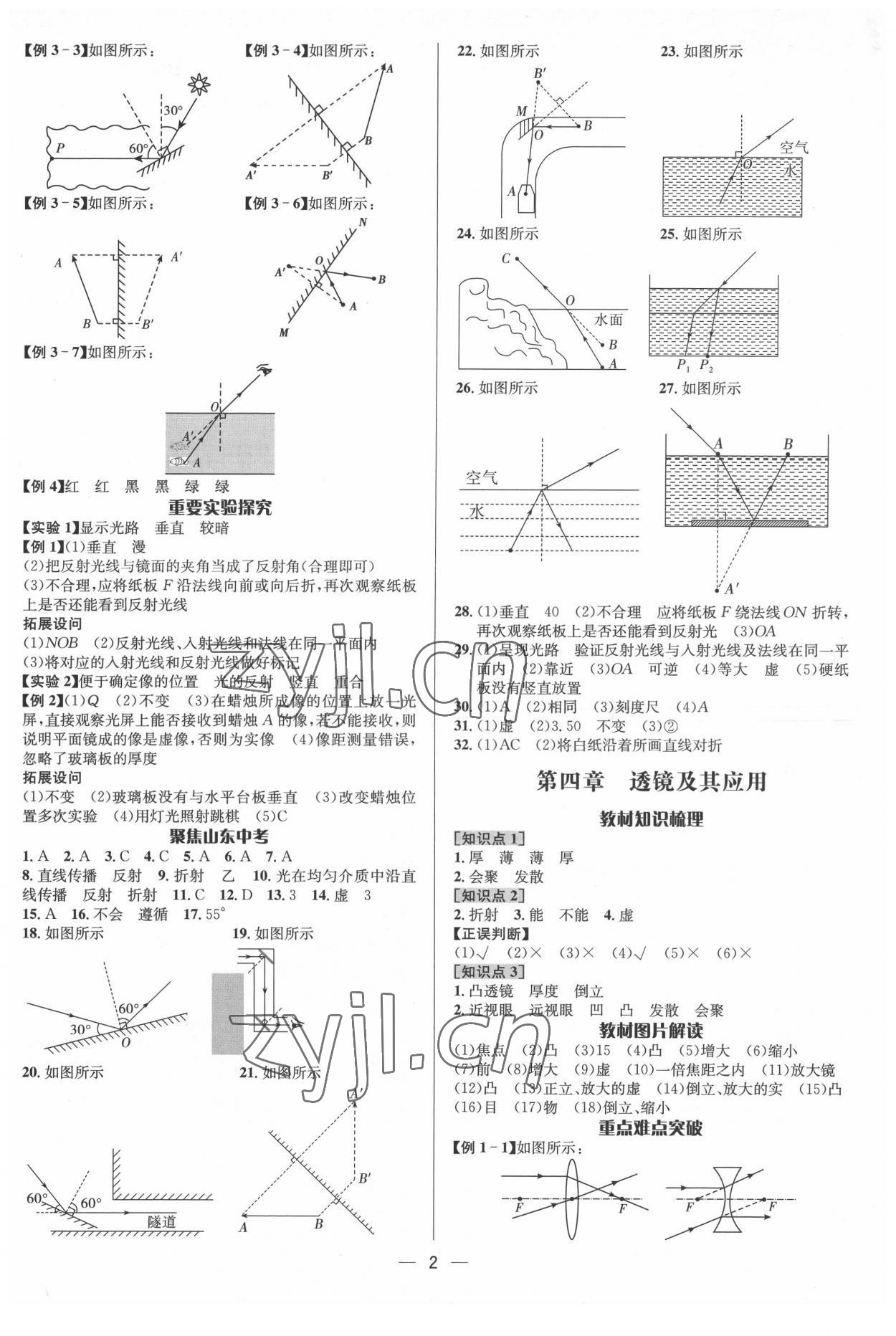 2022年中考對策物理泰安專版 參考答案第2頁