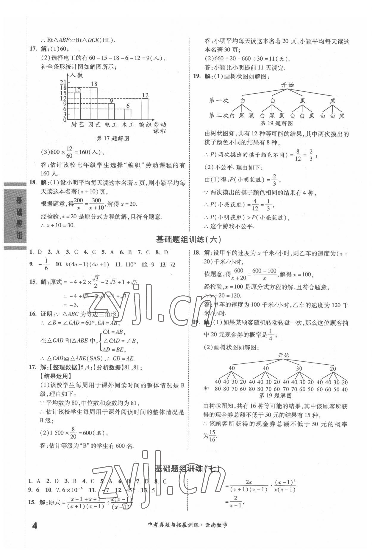 2022年一戰(zhàn)成名中考真題與拓展訓(xùn)練數(shù)學(xué)中考云南專版 參考答案第3頁