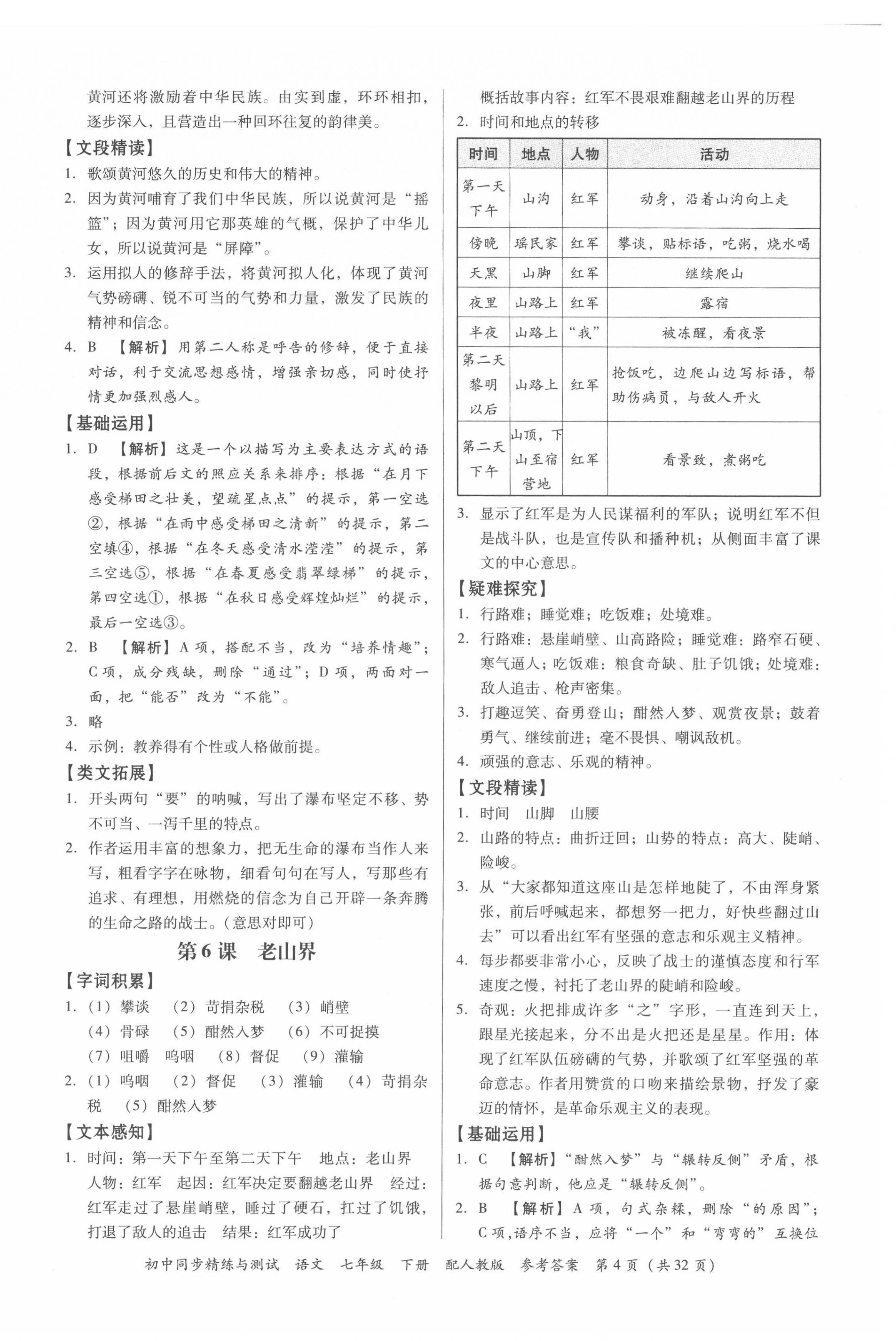2022年同步精練與測試七年級語文下冊人教版 第4頁