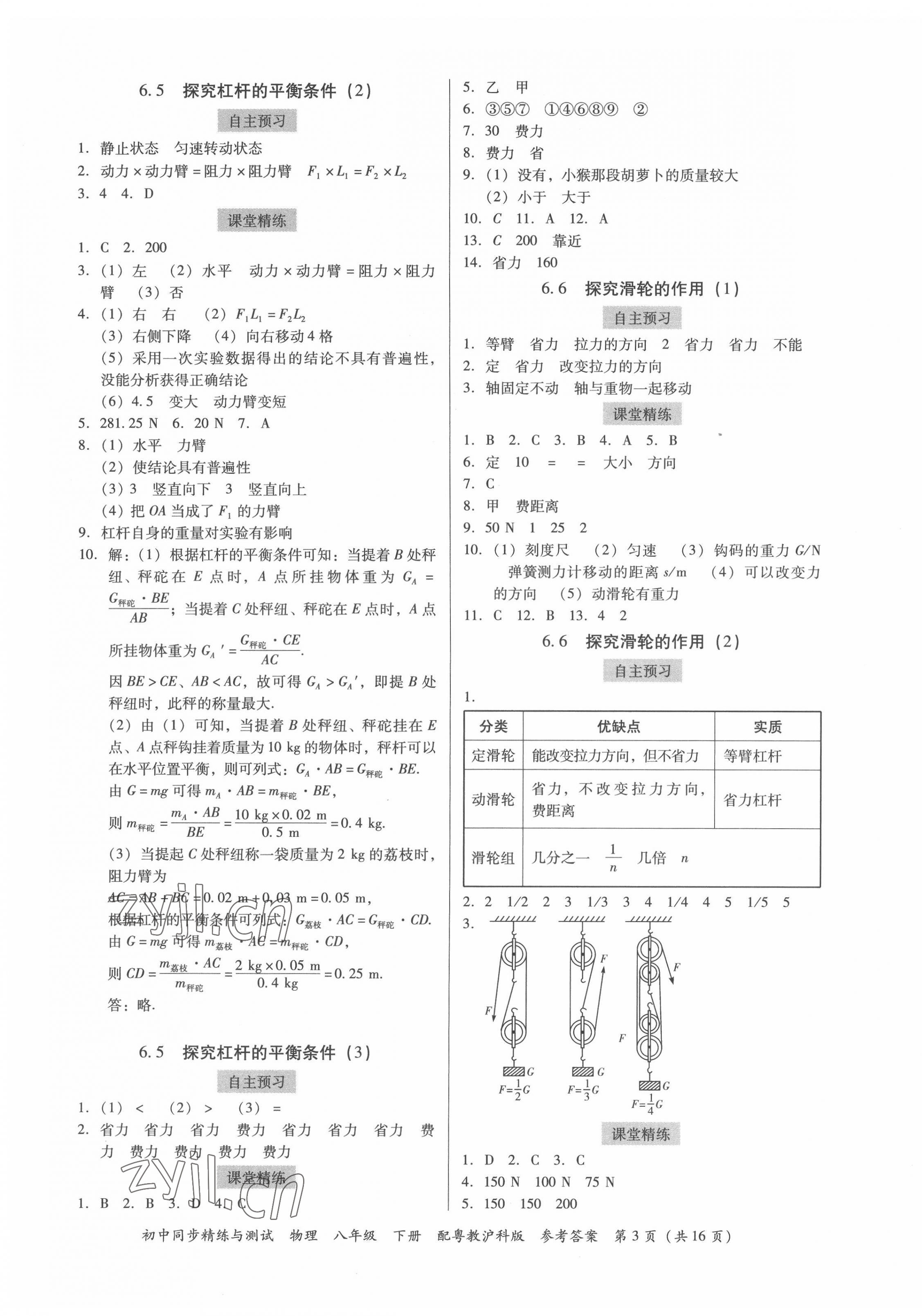 2022年同步精練與測試八年級物理下冊滬粵版 第3頁