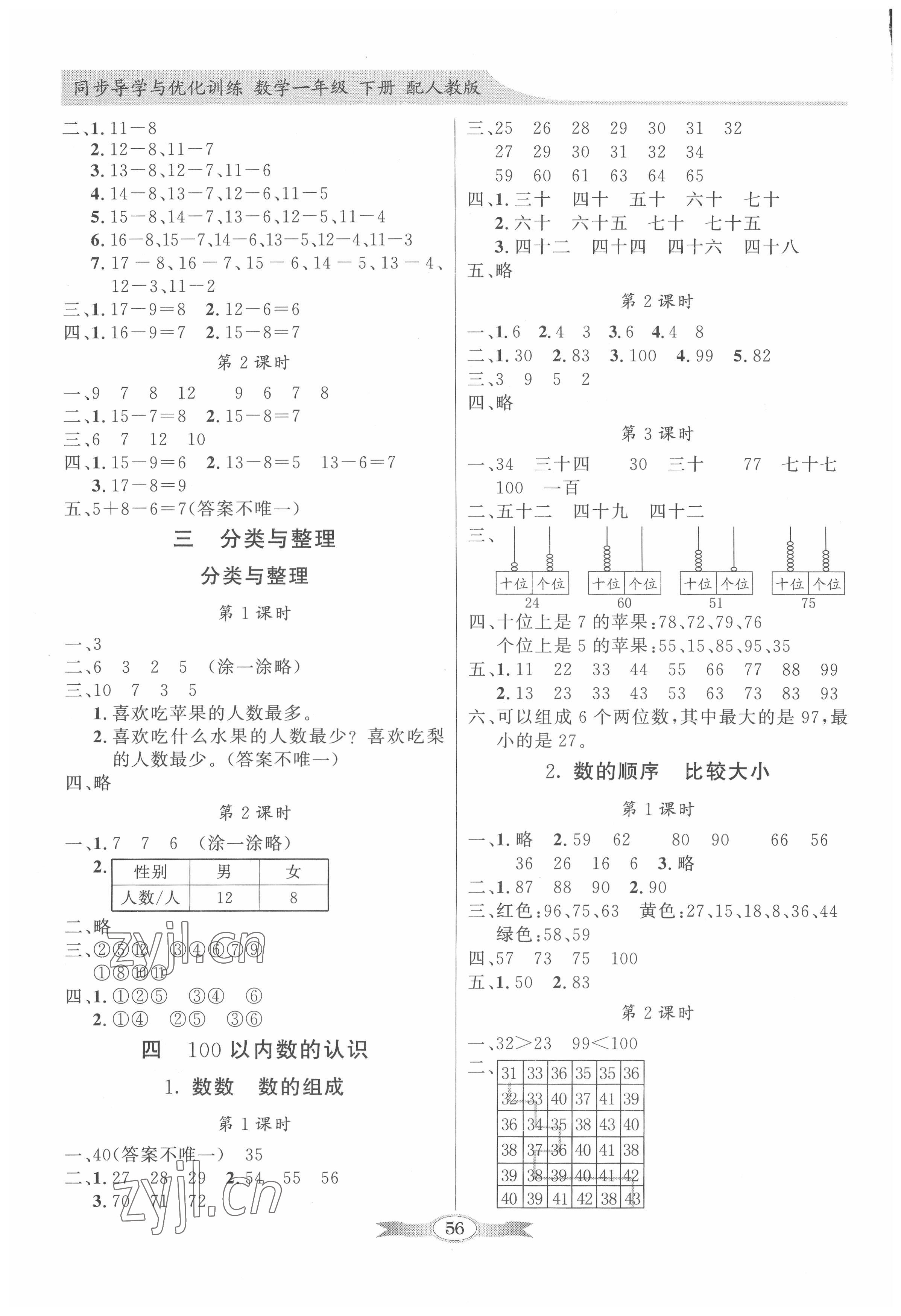 2022年同步导学与优化训练一年级数学下册人教版 第2页