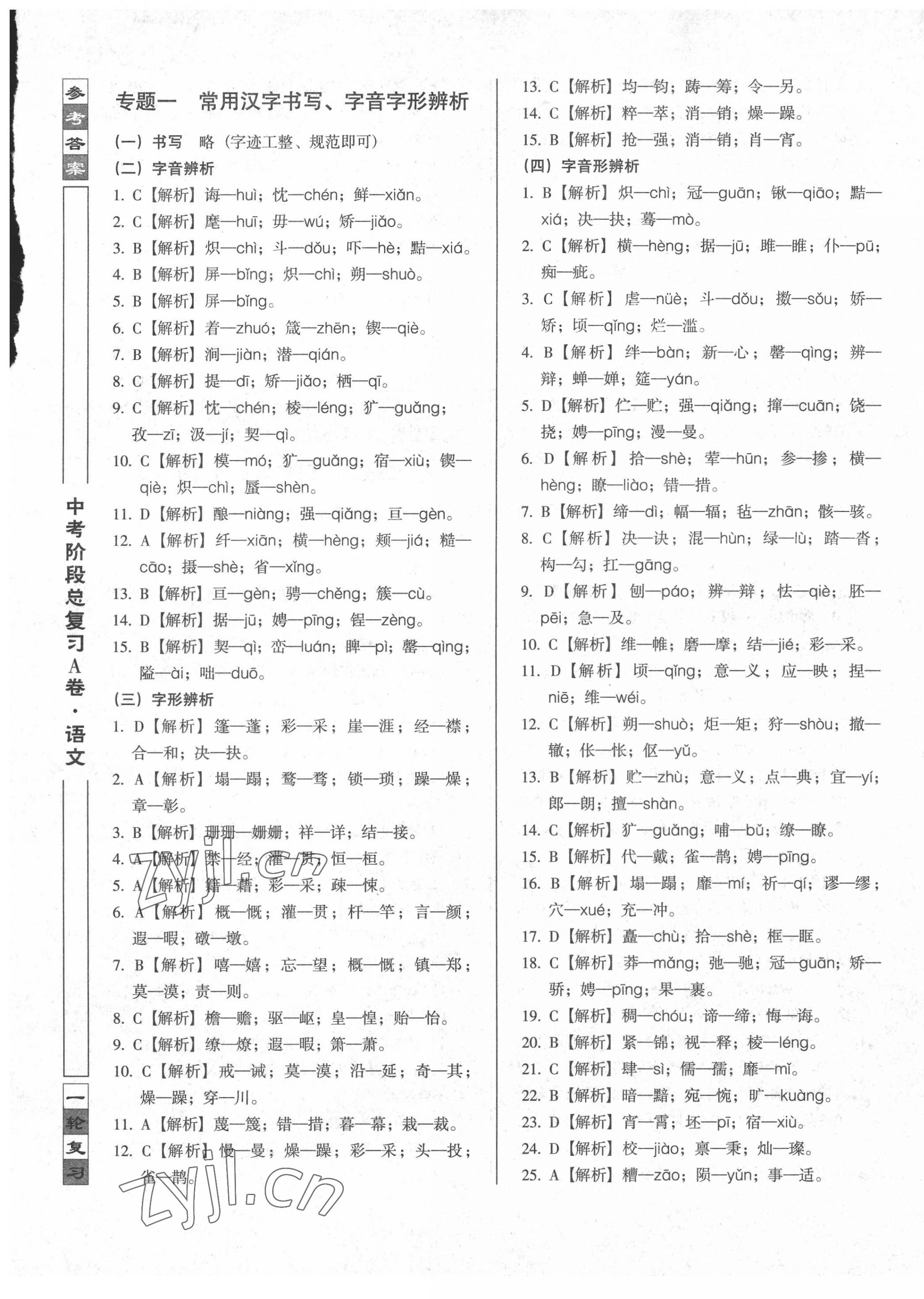 2022年中考階段總復習語文A卷 第1頁