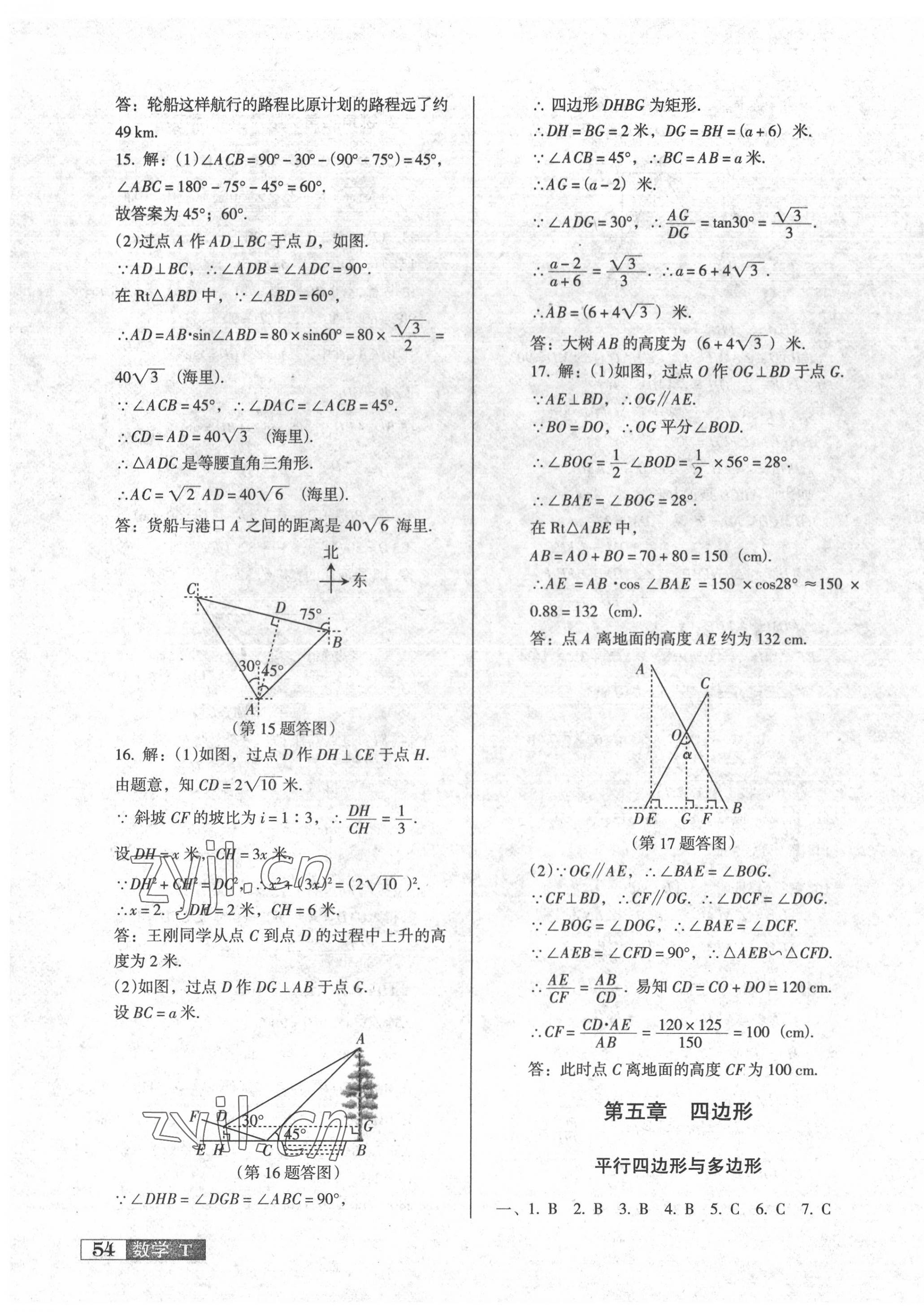 2022年中考阶段总复习ABC数学人教版A卷 参考答案第11页