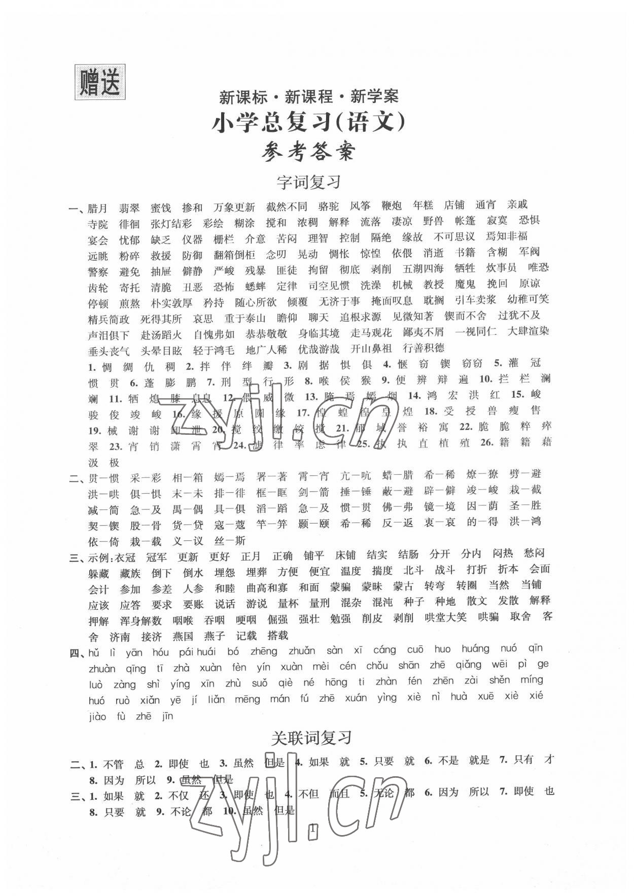 2022年新课标新课程新学案小学总复习语文 第1页