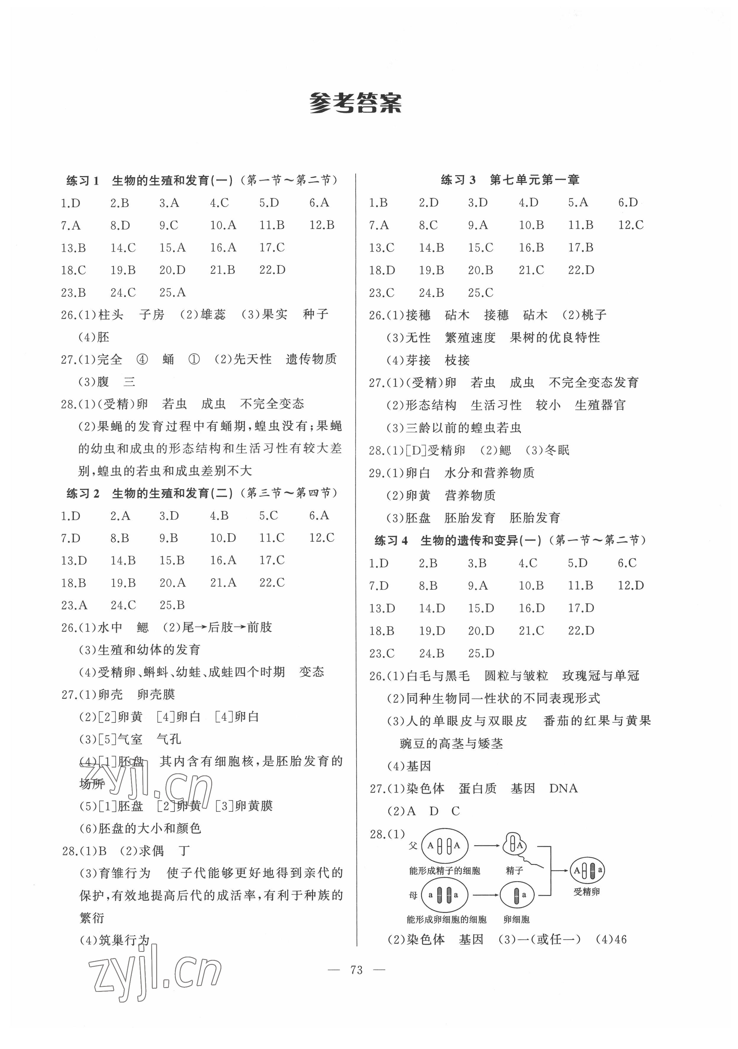 2022年順達測試卷八年級生物下冊人教版 第1頁
