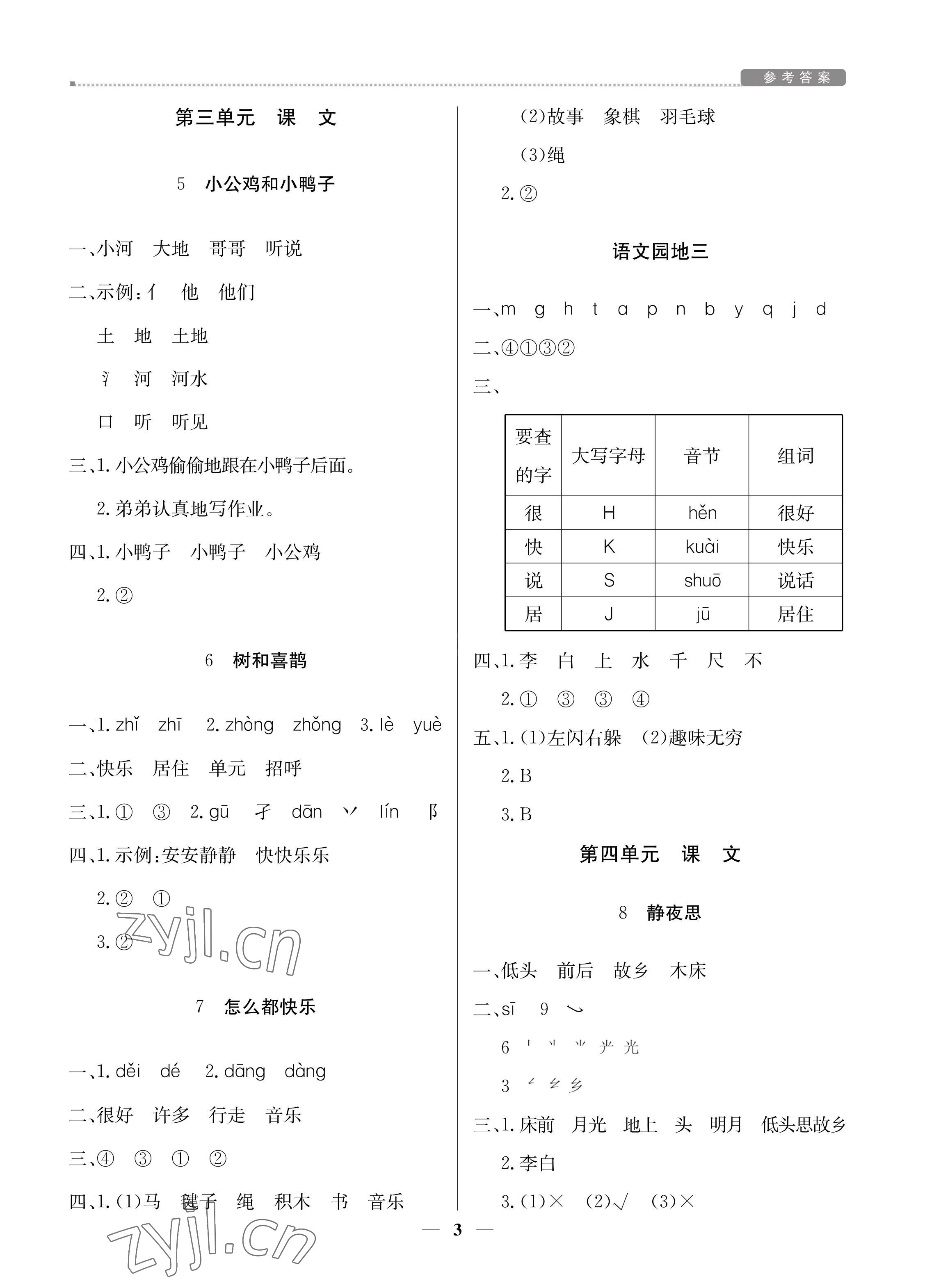2022年培優(yōu)A計(jì)劃一年級(jí)語(yǔ)文下冊(cè)人教版&nbsp;第3頁(yè)