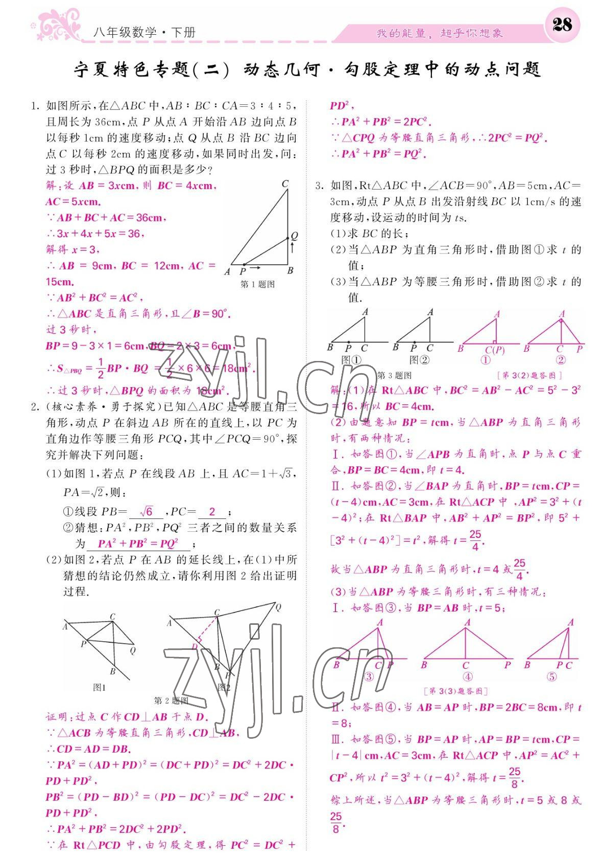 2022年课堂点睛八年级数学下册人教版宁夏专版 参考答案第28页