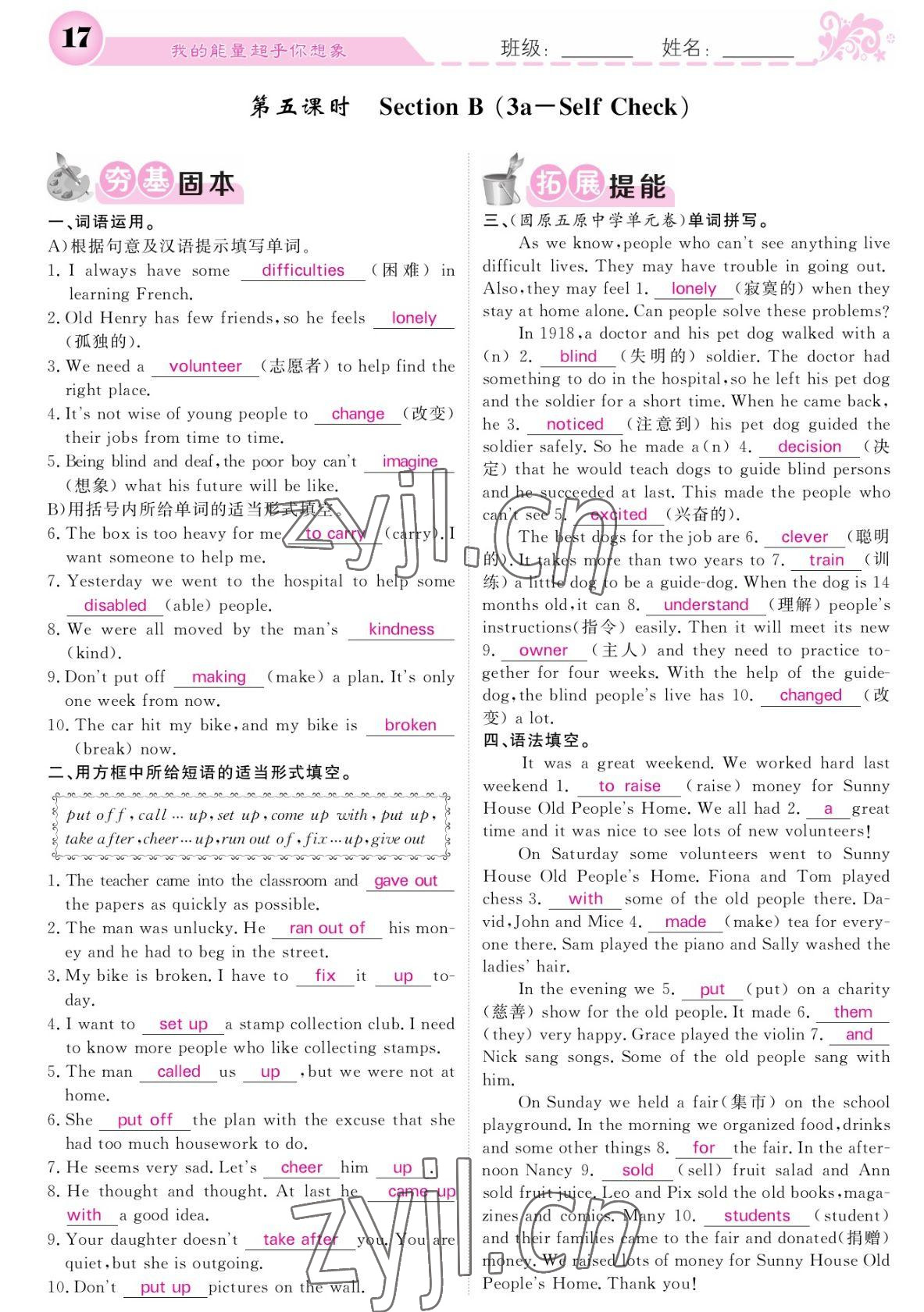 2022年課堂點(diǎn)睛八年級(jí)英語(yǔ)下冊(cè)人教版寧夏專(zhuān)版 參考答案第17頁(yè)