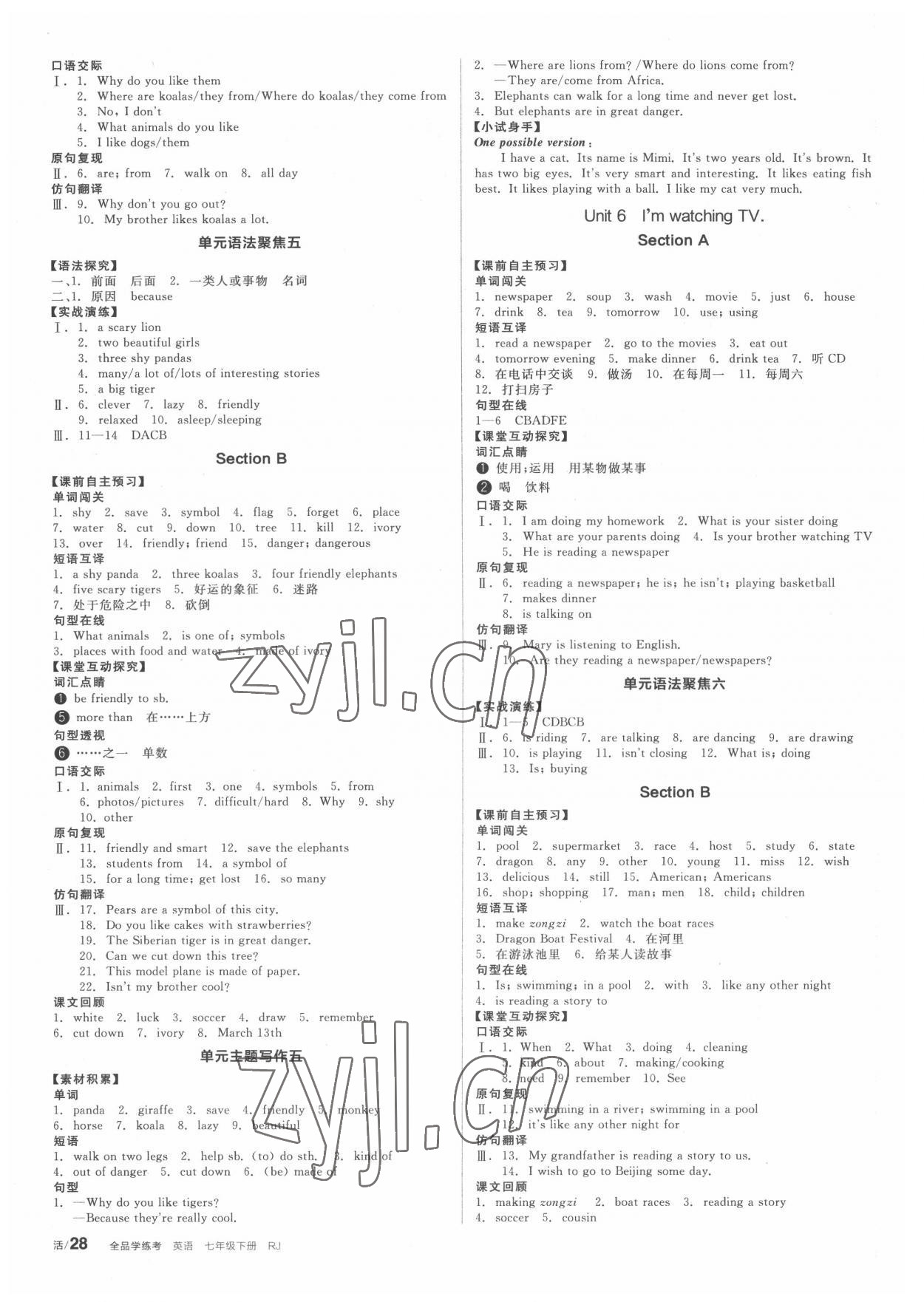 2022年全品學練考七年級英語下冊人教版內(nèi)蒙古專版 第4頁