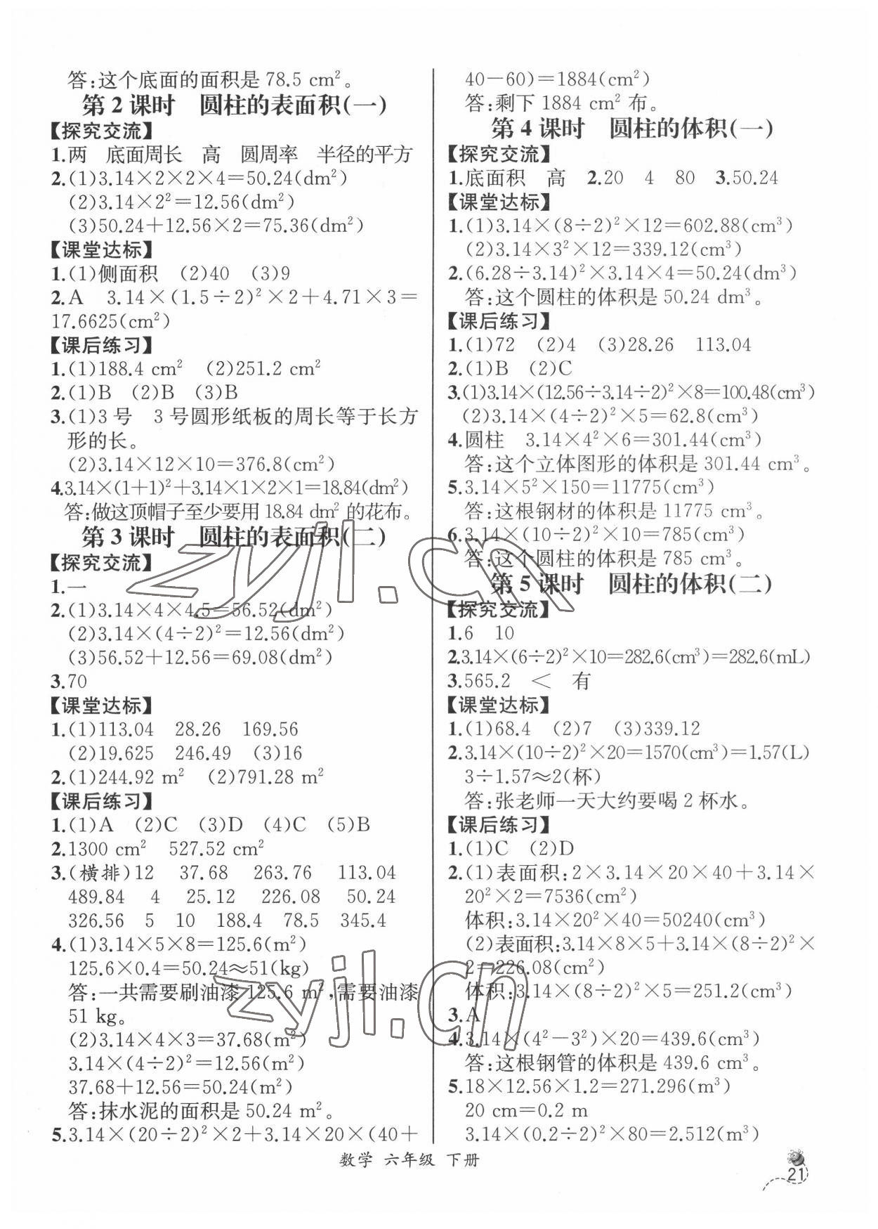 2022年人教金學典同步解析與測評六年級數(shù)學下冊人教版云南專版 第3頁