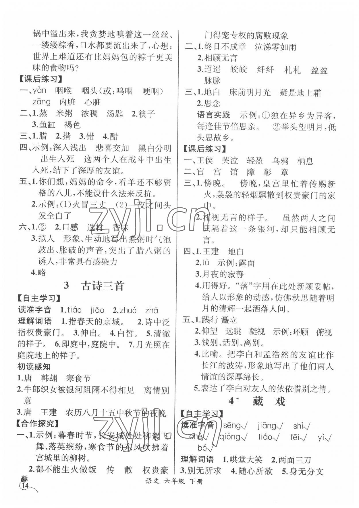 2022年人教金學典同步解析與測評六年級語文下冊人教版云南專版 第2頁