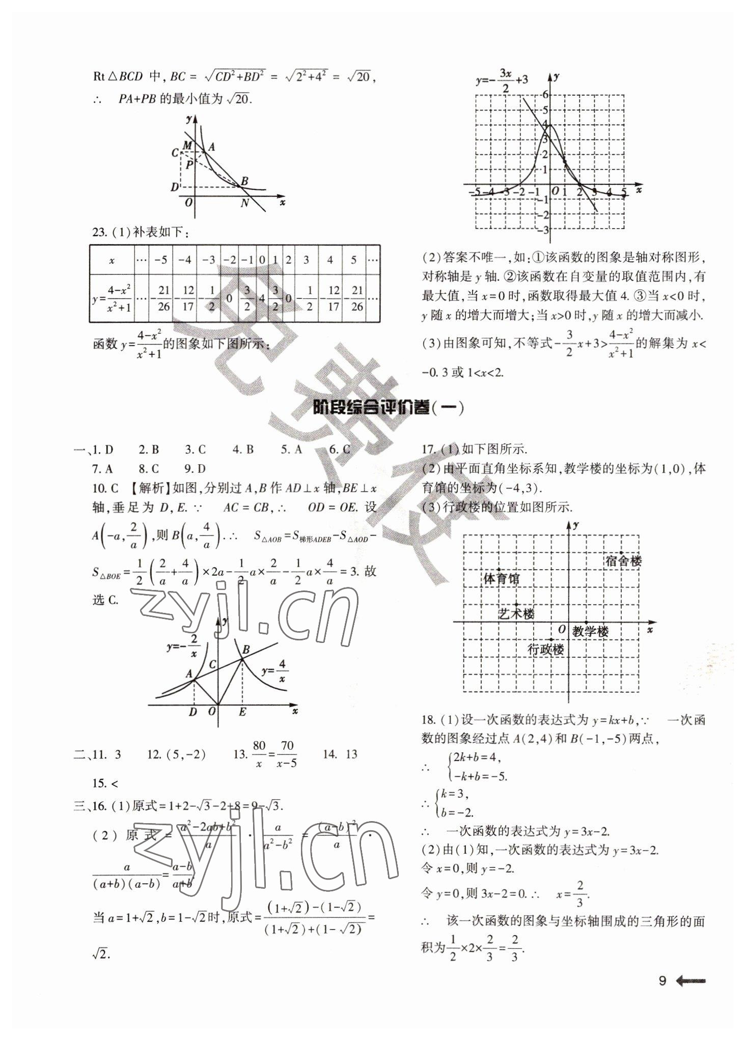 2022年節(jié)節(jié)高大象出版社八年級數(shù)學(xué)下冊華師大版 參考答案第9頁