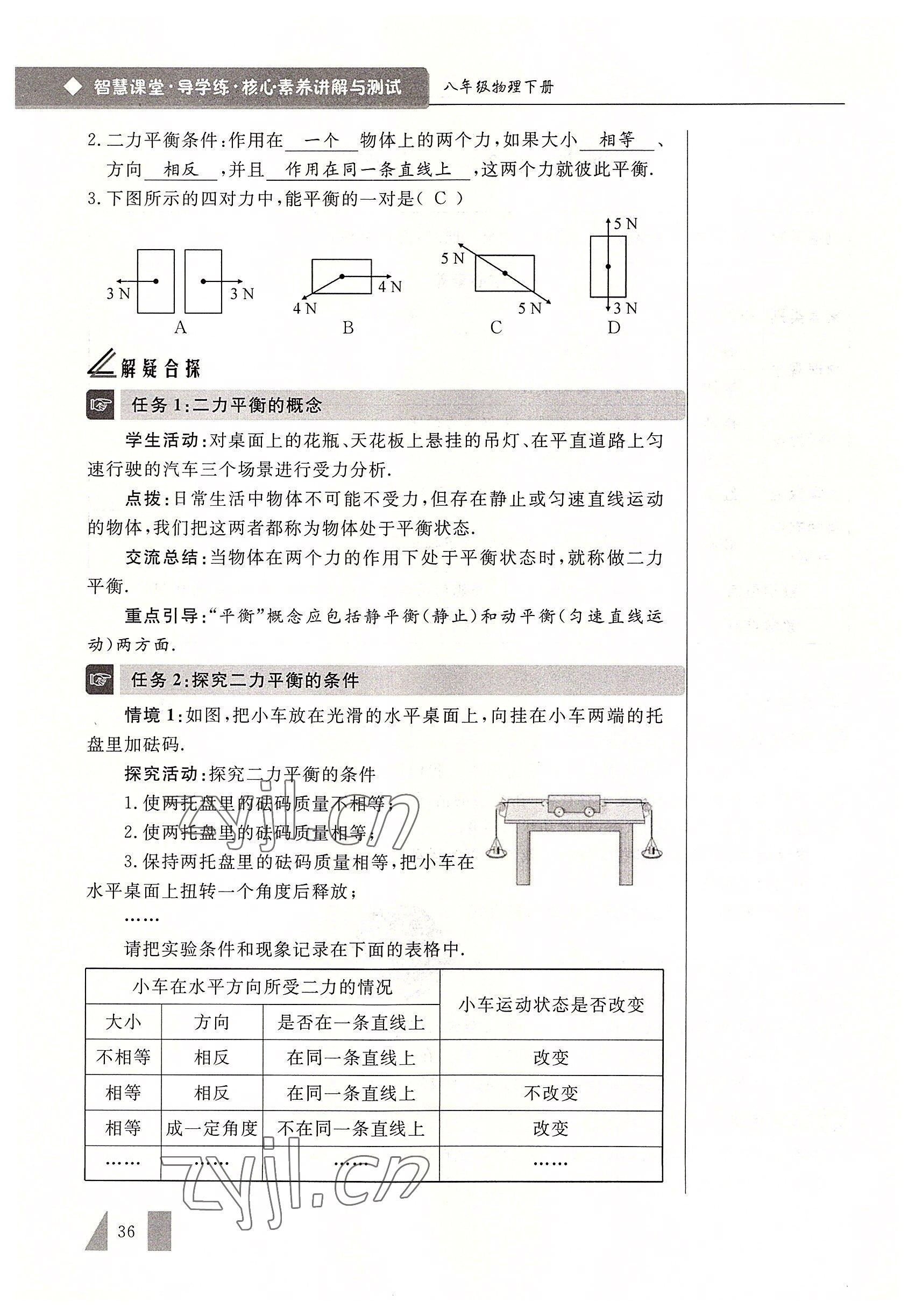 2022年智慧課堂八年級物理下冊人教版 參考答案第36頁