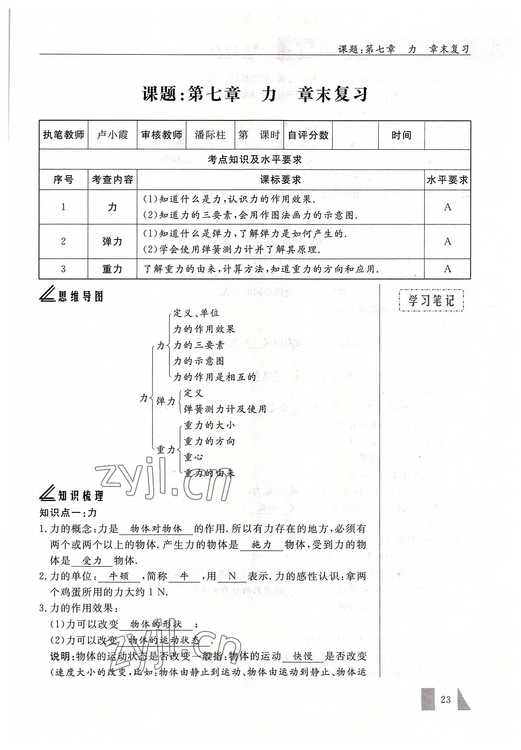 2022年智慧課堂八年級物理下冊人教版 參考答案第23頁