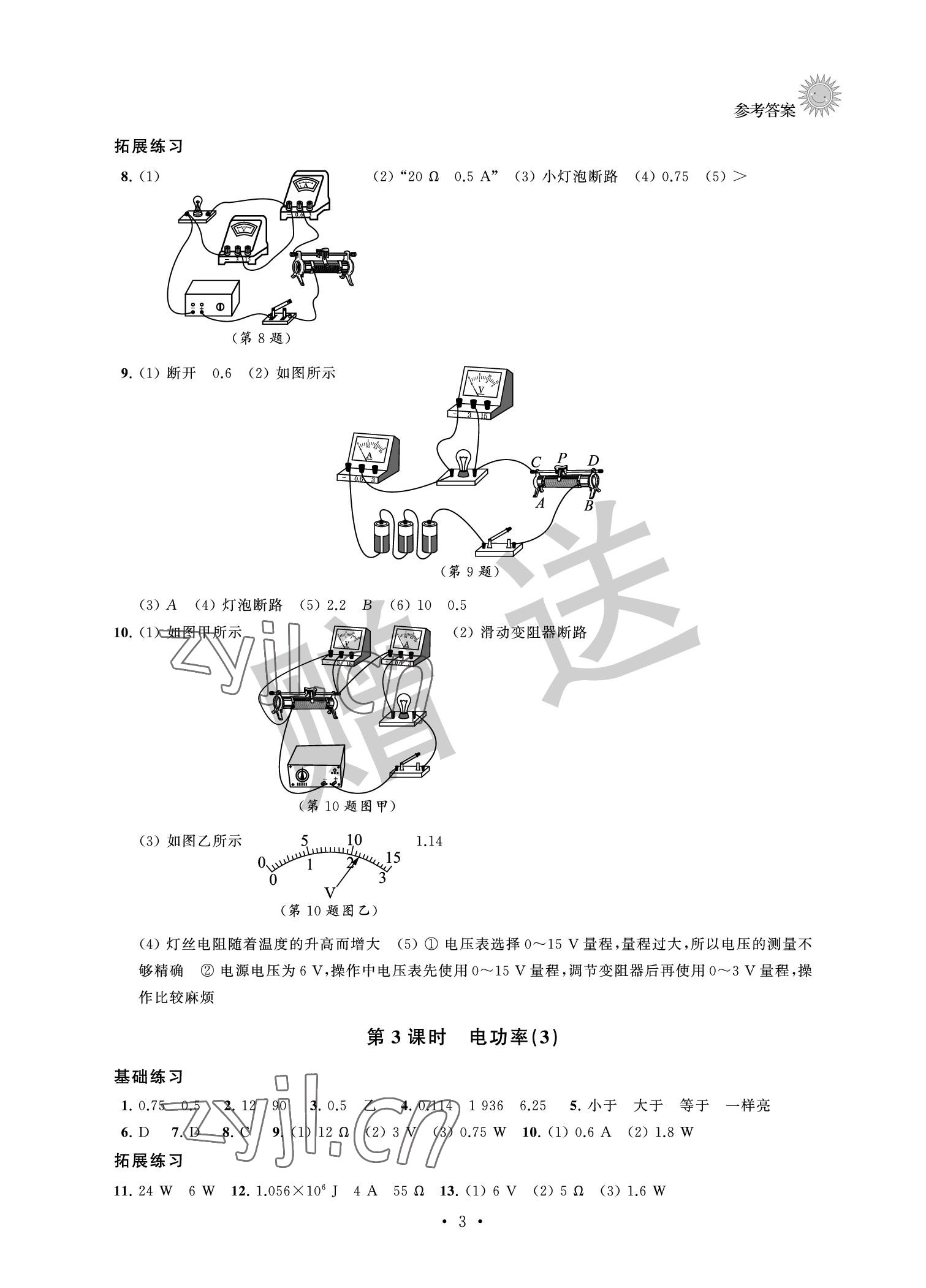 2022年全優(yōu)悅讀本九年級物理下冊 參考答案第3頁