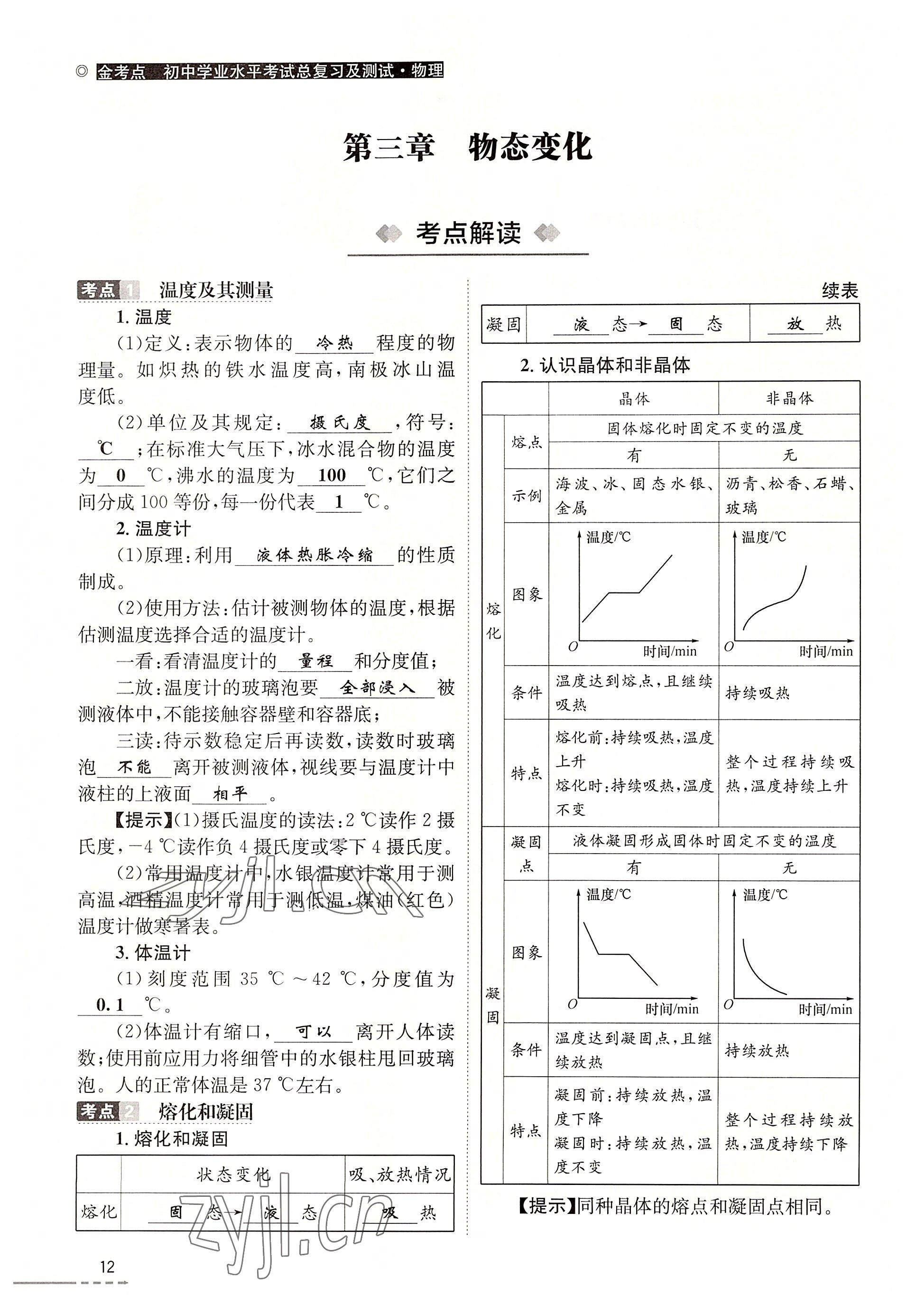 2022年云南省初中學(xué)業(yè)水平考試總復(fù)習(xí)及測(cè)試中考物理 參考答案第12頁(yè)