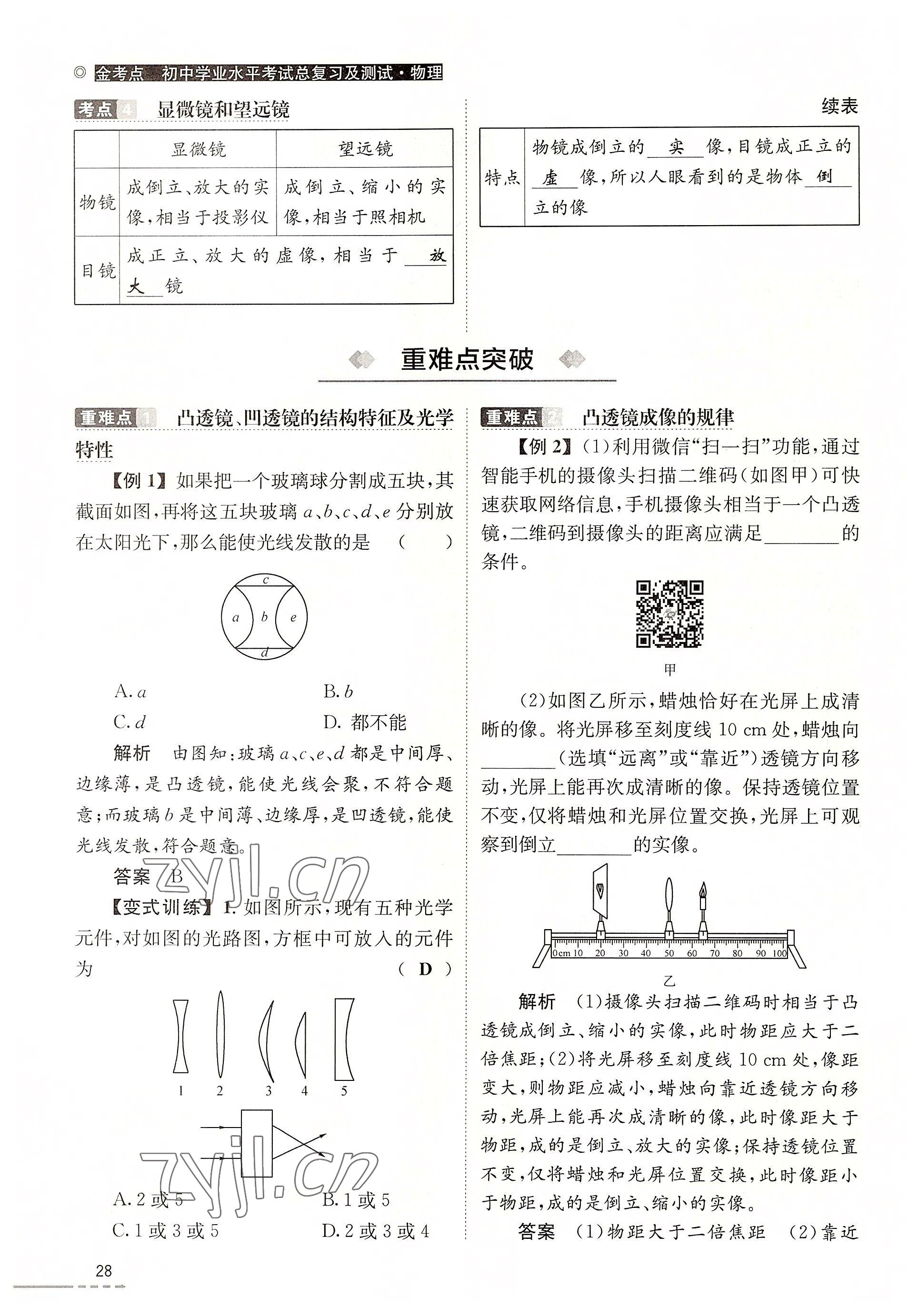 2022年云南省初中學(xué)業(yè)水平考試總復(fù)習(xí)及測試中考物理 參考答案第28頁