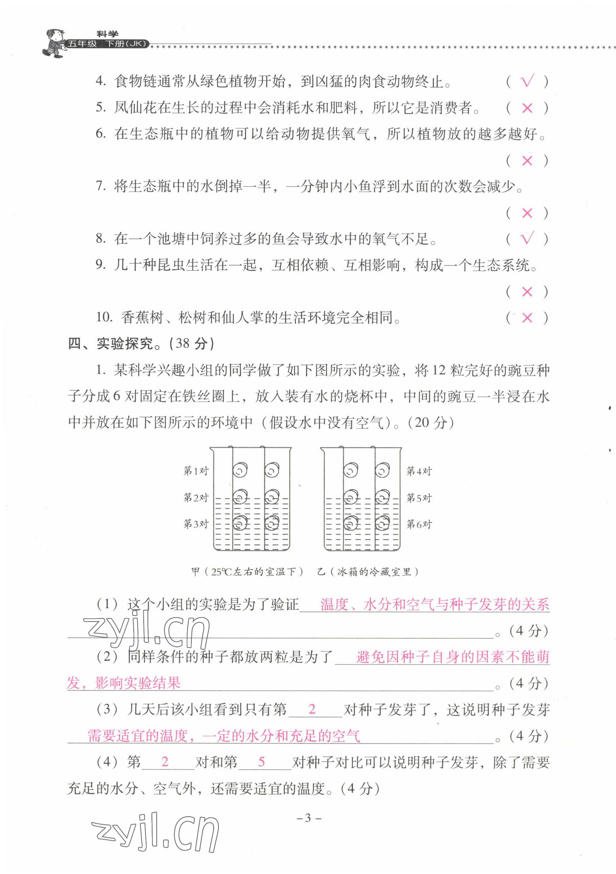 2022年云南省標準教輔同步指導訓練與檢測五年級科學下冊教科版 第3頁