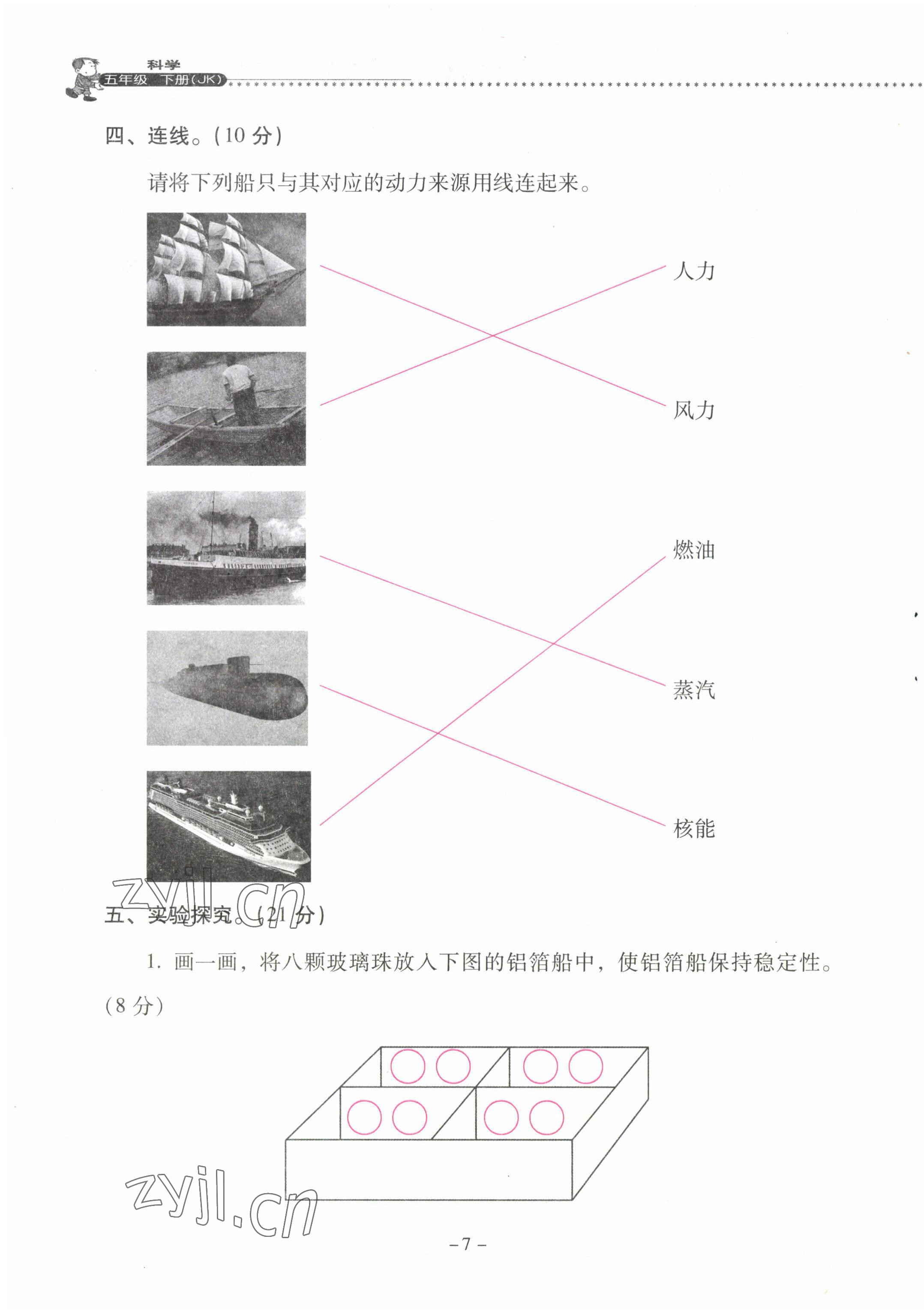 2022年云南省标准教辅同步指导训练与检测五年级科学下册教科版 第7页