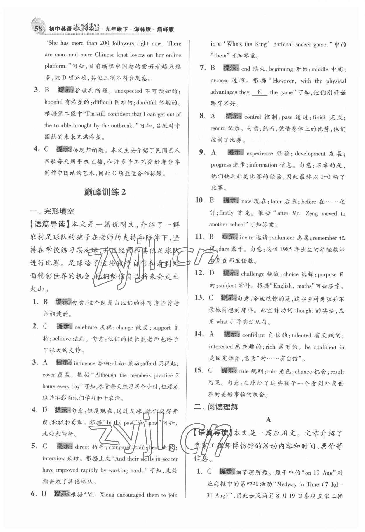 2022年小題狂做九年級英語下冊譯林版巔峰版 第2頁