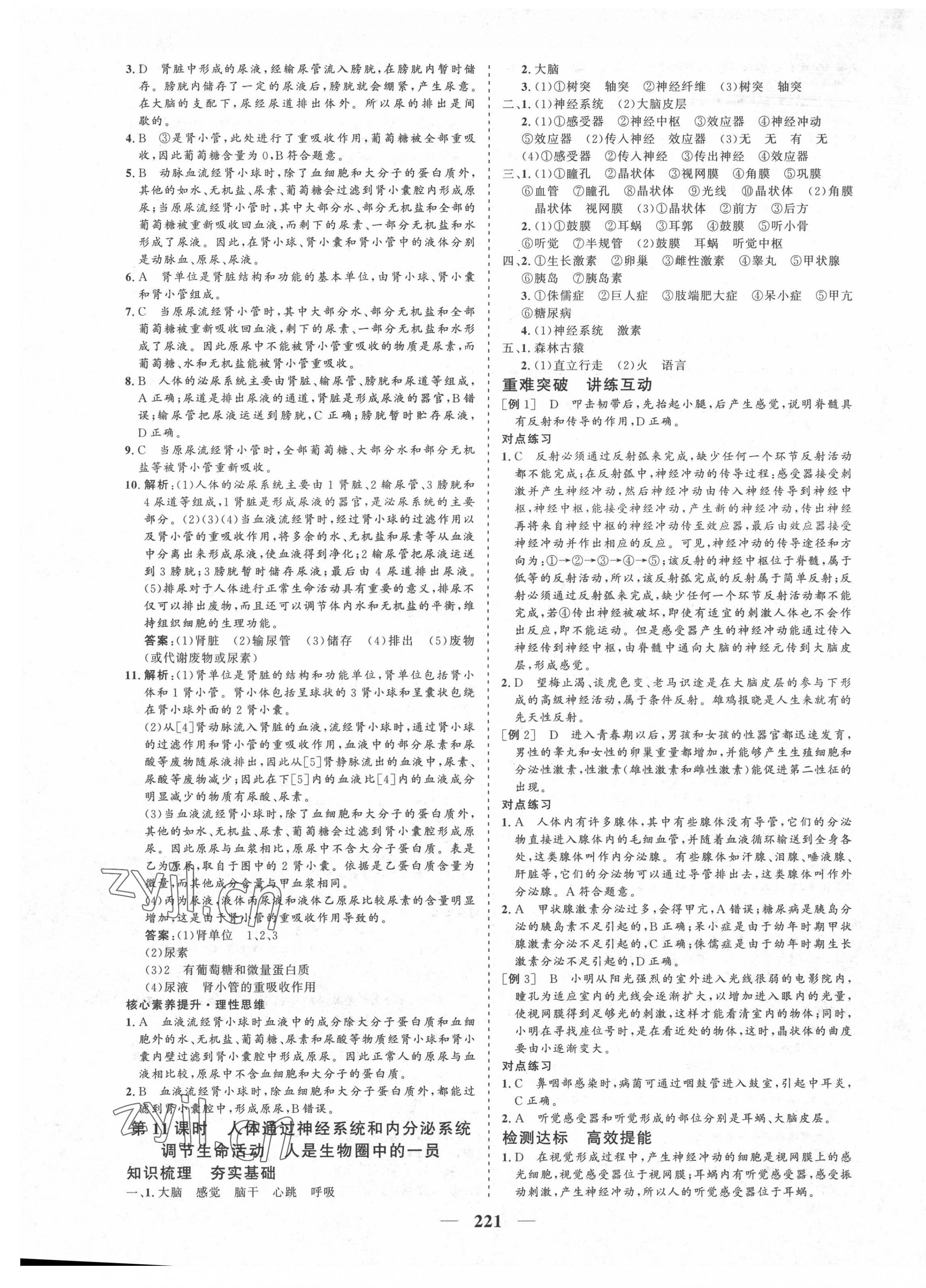 2022年優(yōu)化探究初中總復習生物江西專版&nbsp;參考答案第9頁