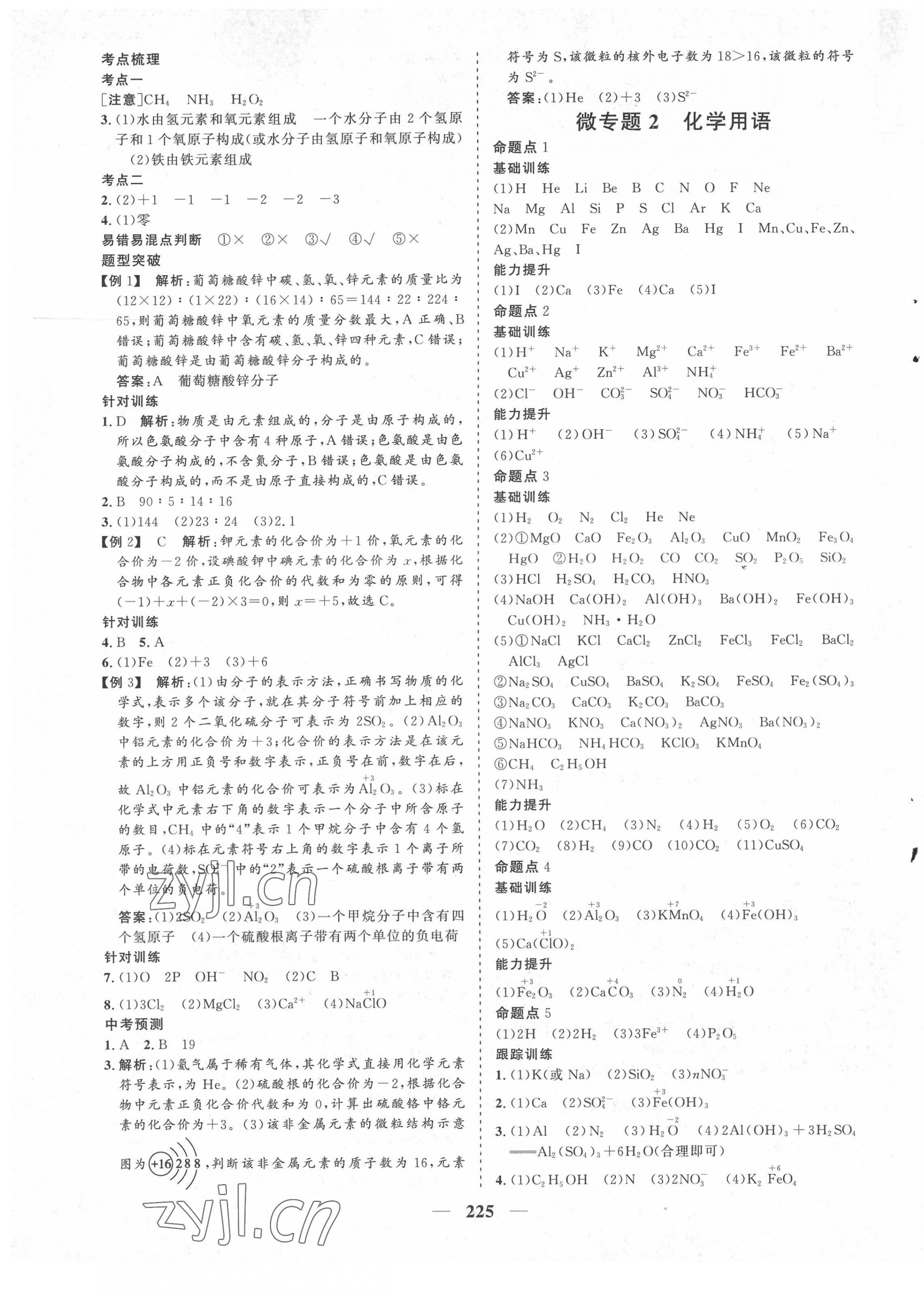 2022年優(yōu)化探究初中總復(fù)習(xí)化學(xué)江西專版&nbsp;參考答案第5頁