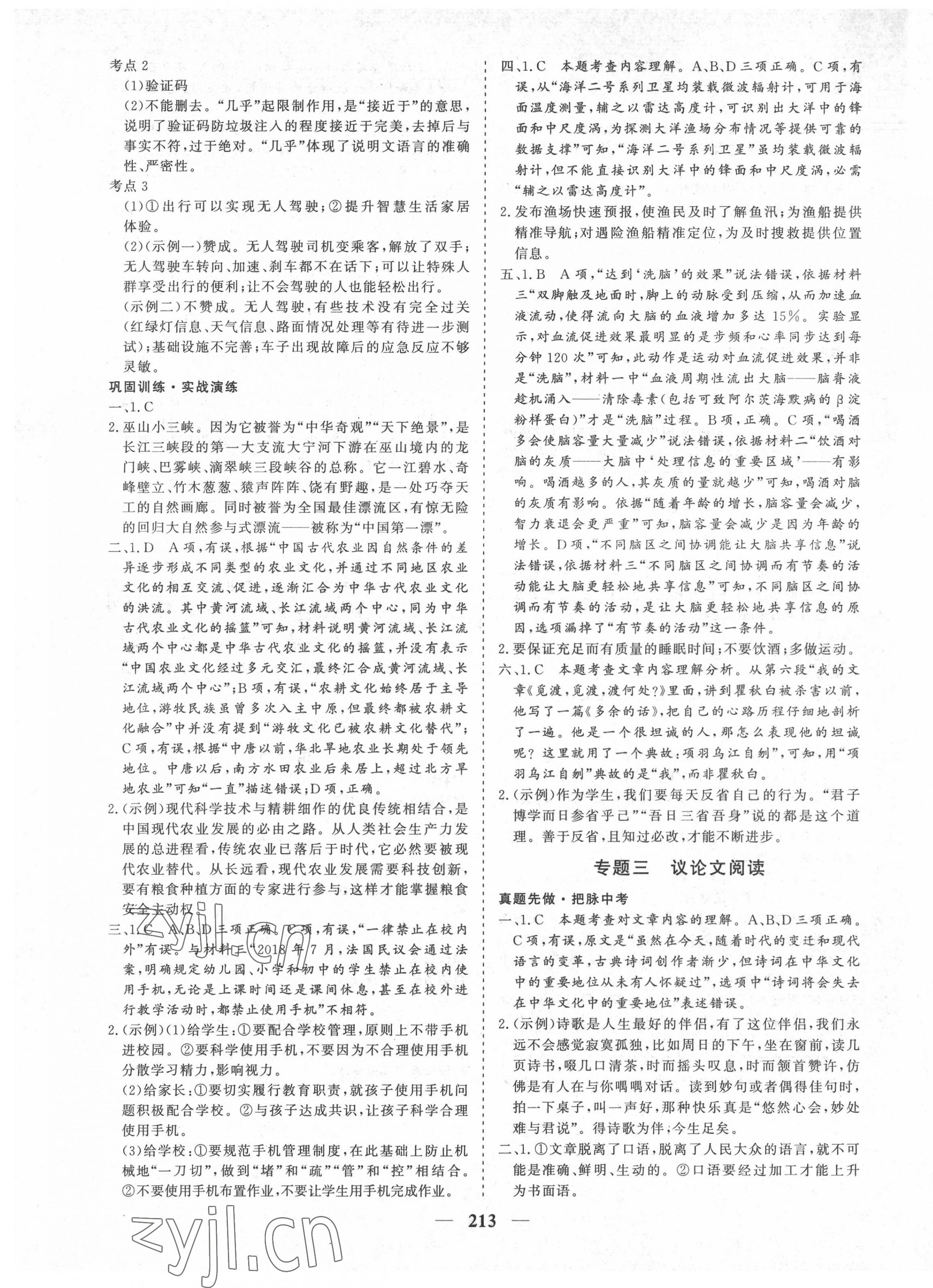 2022年優(yōu)化探究初中總復(fù)習(xí)語(yǔ)文江西專(zhuān)版 參考答案第13頁(yè)