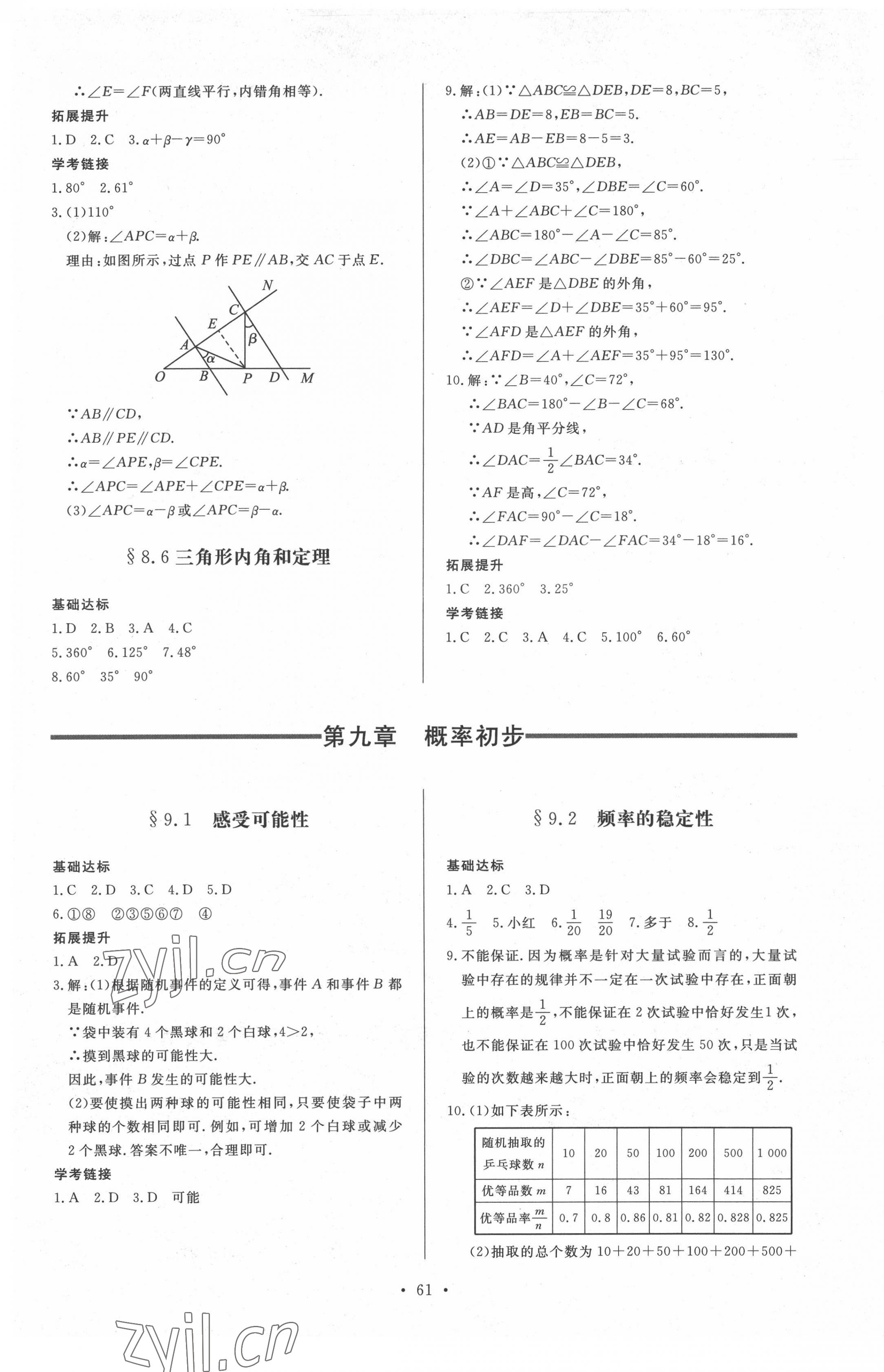 2022年新課程學習與檢測七年級數(shù)學下冊魯教版54制 參考答案第5頁