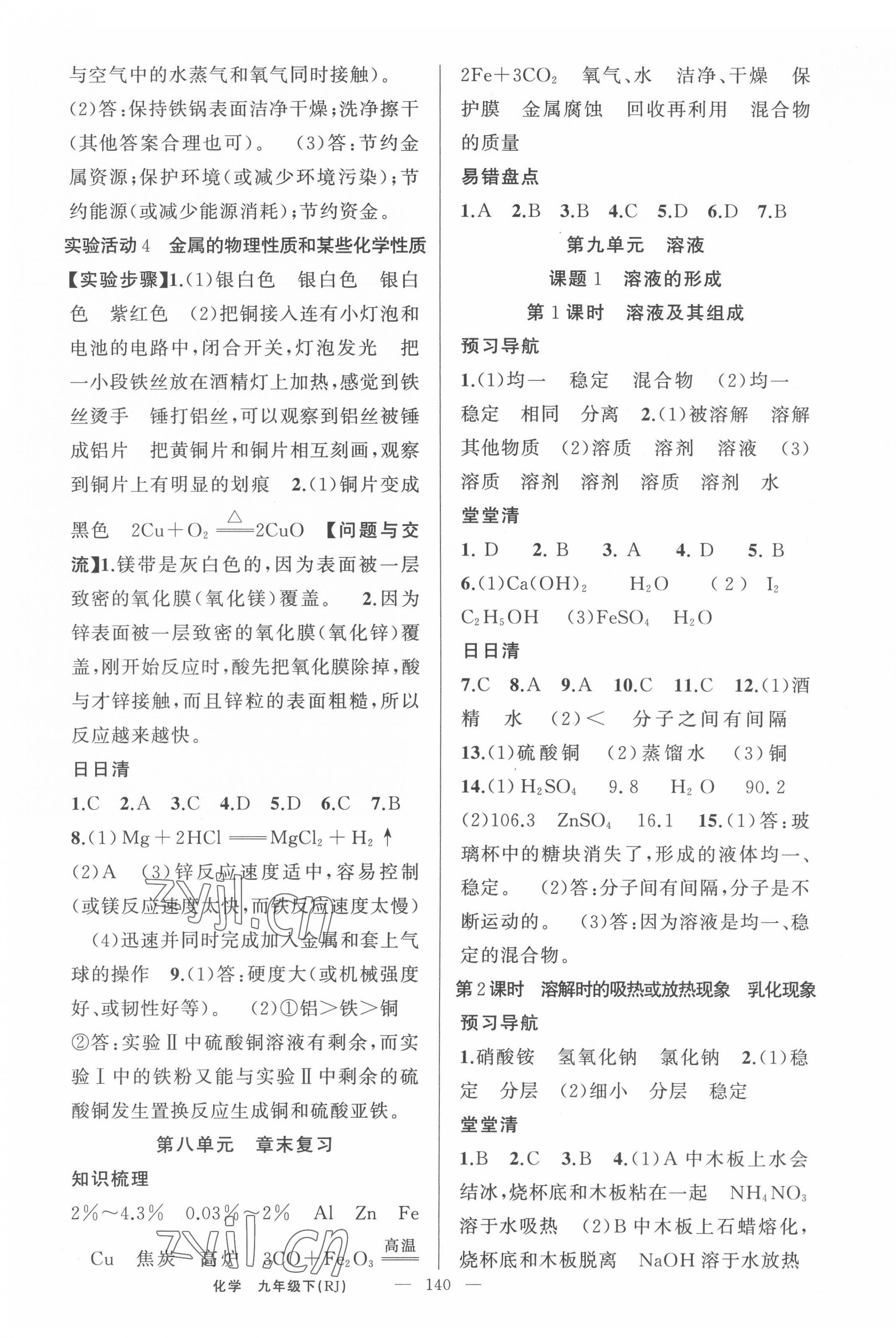 2022年四清導(dǎo)航九年級化學(xué)下冊人教版河南專版 第3頁