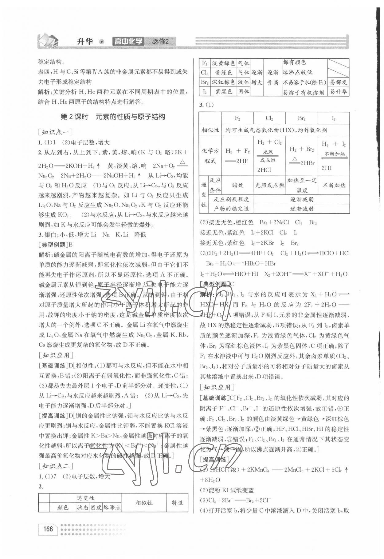 2022年升華高中化學(xué)必修2人教版 參考答案第3頁