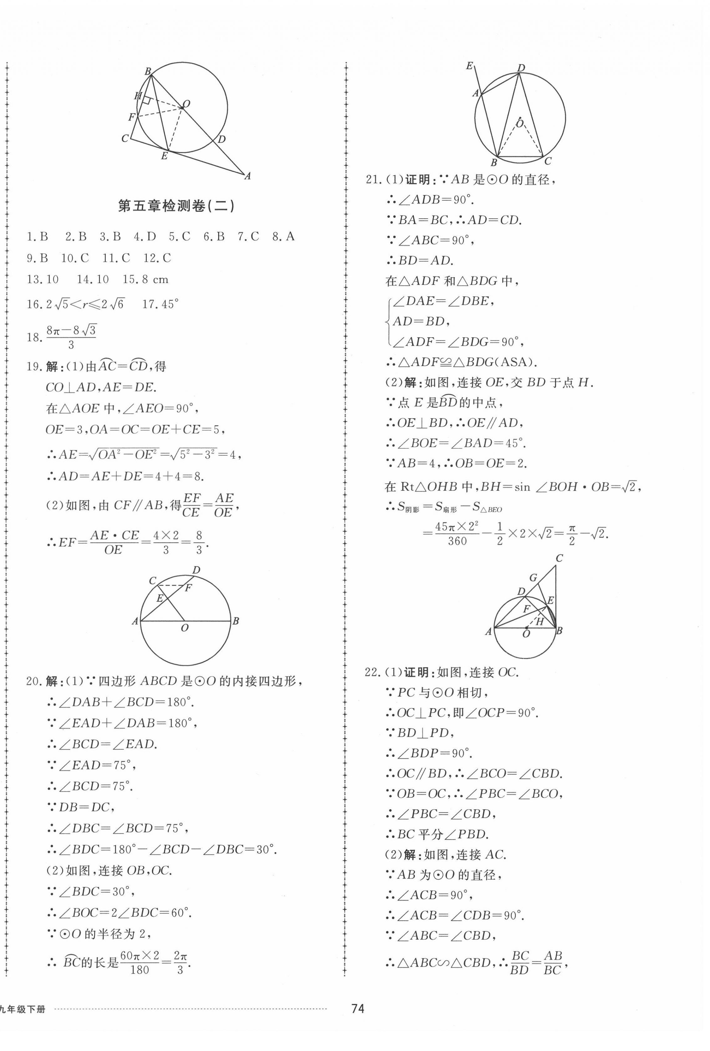 2022年同步练习册配套单元检测卷九年级数学下册鲁教版五四制 第2页