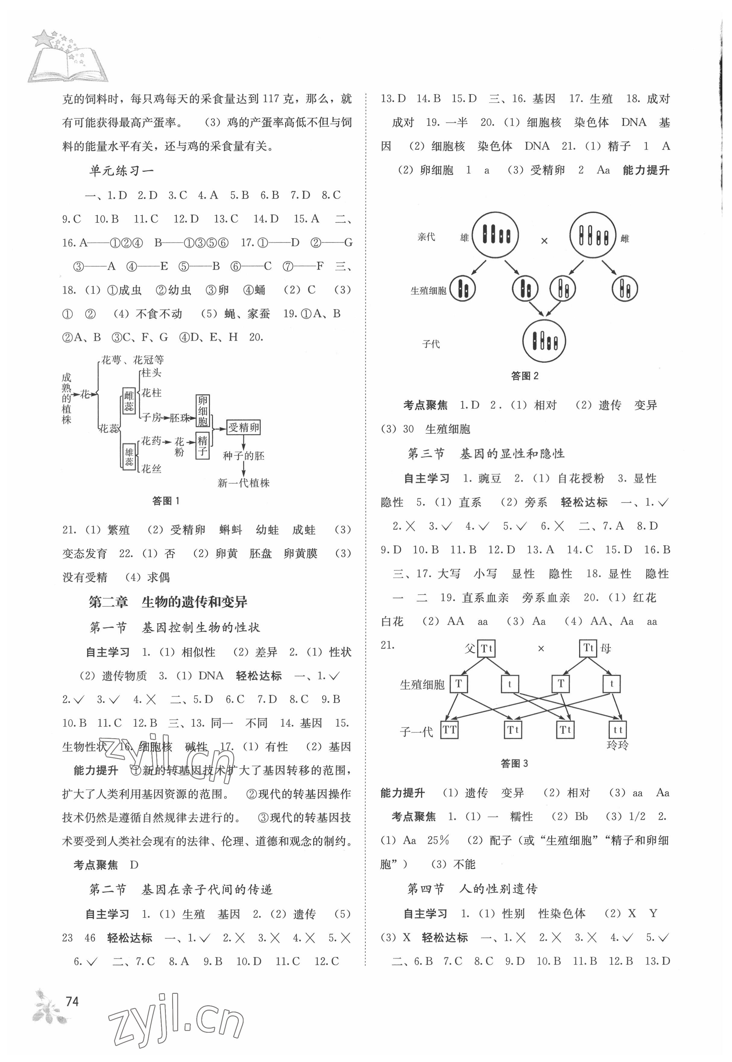 2022年自主學(xué)習(xí)能力測評八年級生物下冊人教版 第2頁