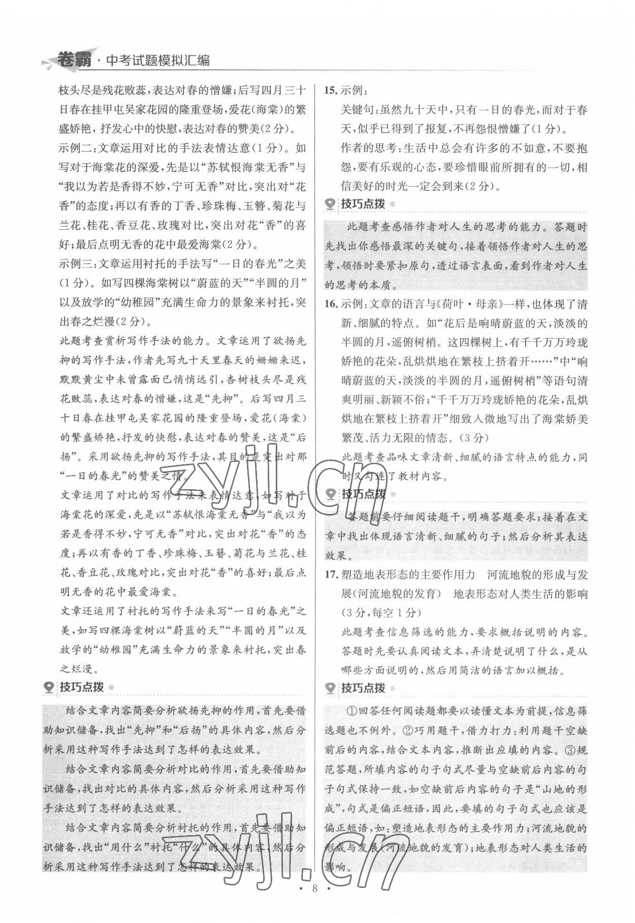 2022年卷霸中考試題模擬匯編語文江西專版 第8頁