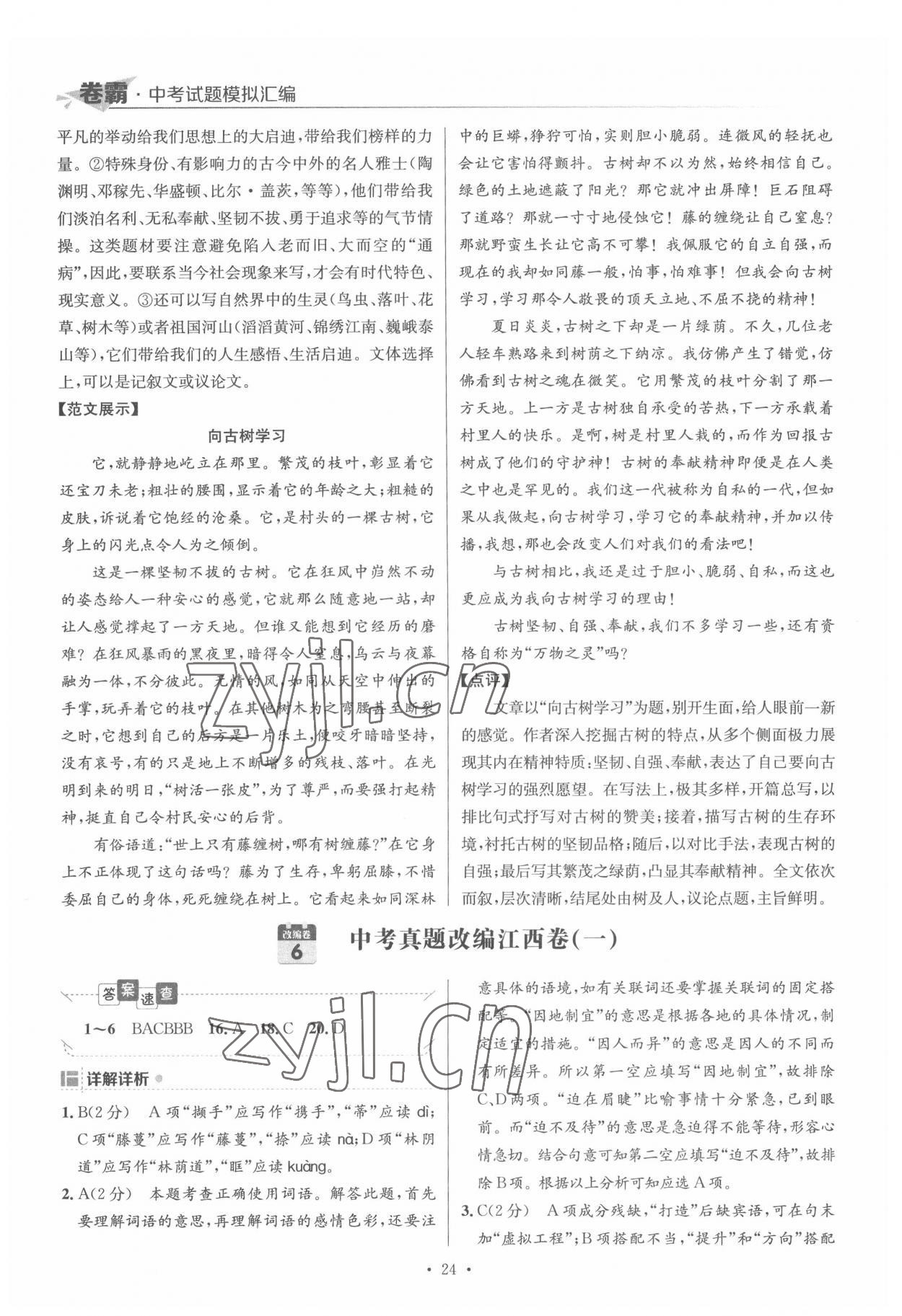 2022年卷霸中考試題模擬匯編語(yǔ)文江西專版 第24頁(yè)