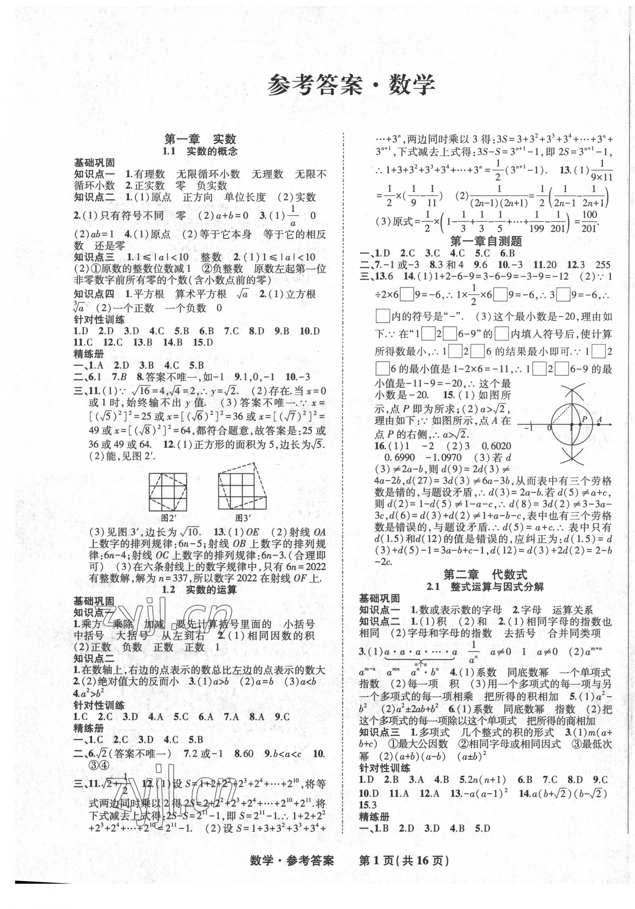 2022年九年级毕业班综合练习与检测数学中考 第1页