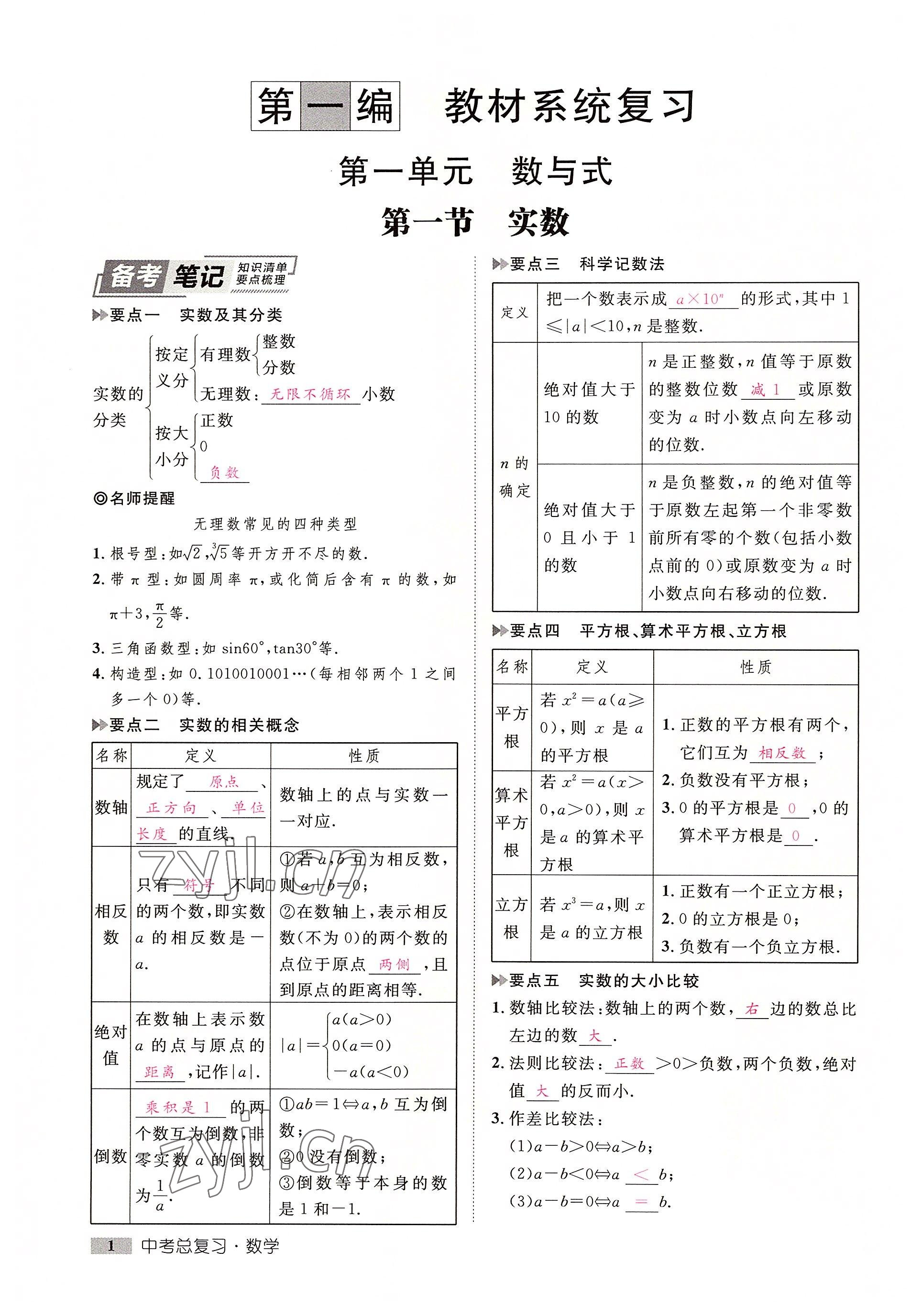 2022年中考新方向湖北科學技術出版社數(shù)學 參考答案第1頁