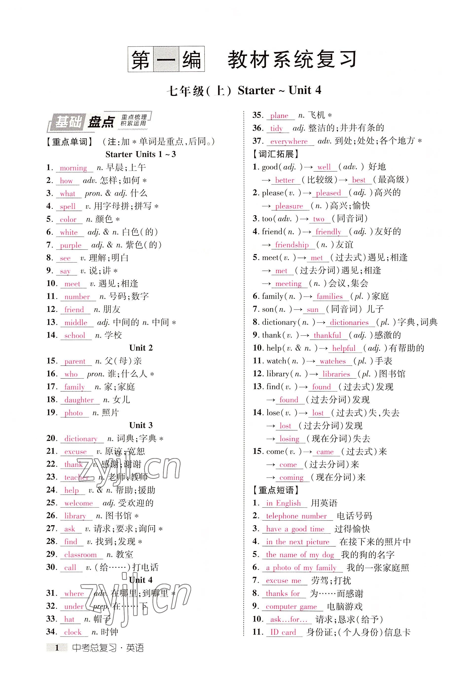 2022年中考新方向湖北科學(xué)技術(shù)出版社英語 參考答案第1頁