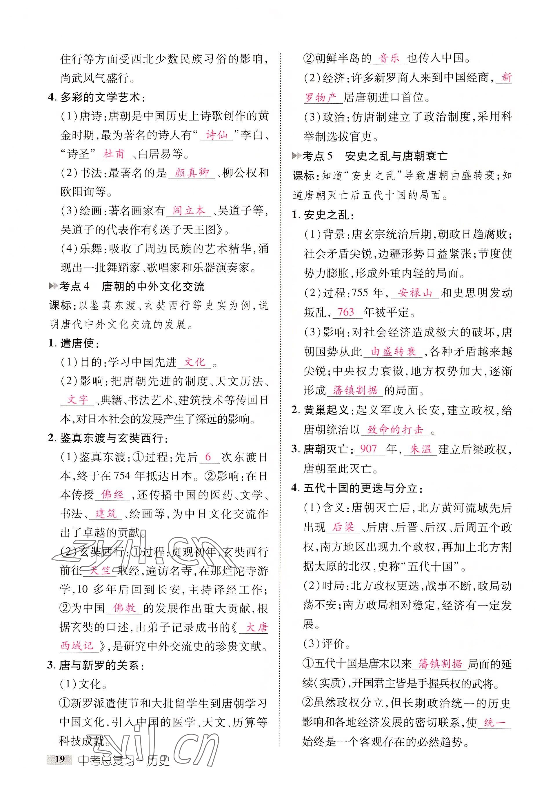 2022年中考新方向湖北科學(xué)技術(shù)出版社歷史 參考答案第19頁