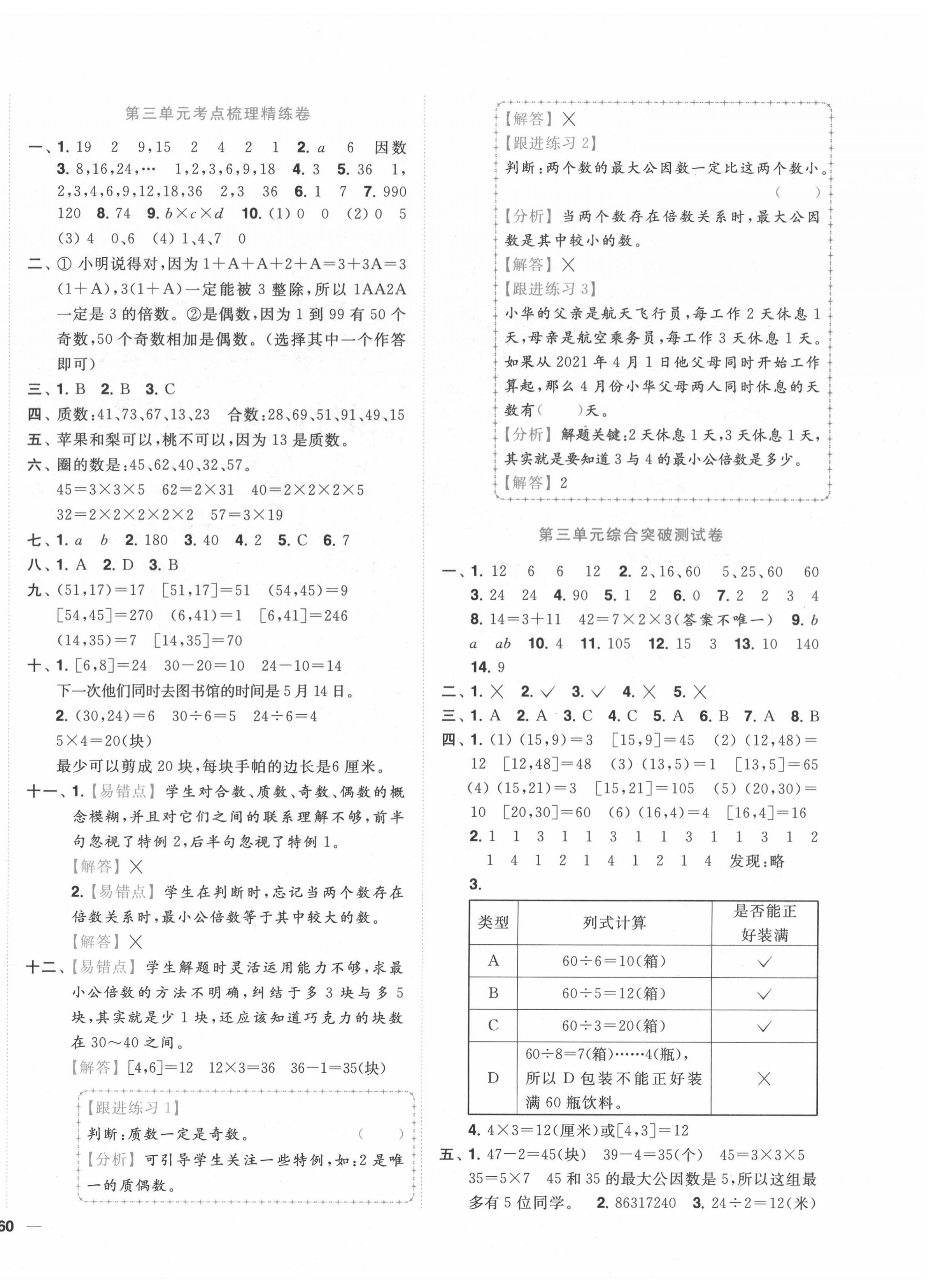 2022年ENBO小天才全程復(fù)習(xí)與測試五年級數(shù)學(xué)下冊蘇教版 參考答案第4頁