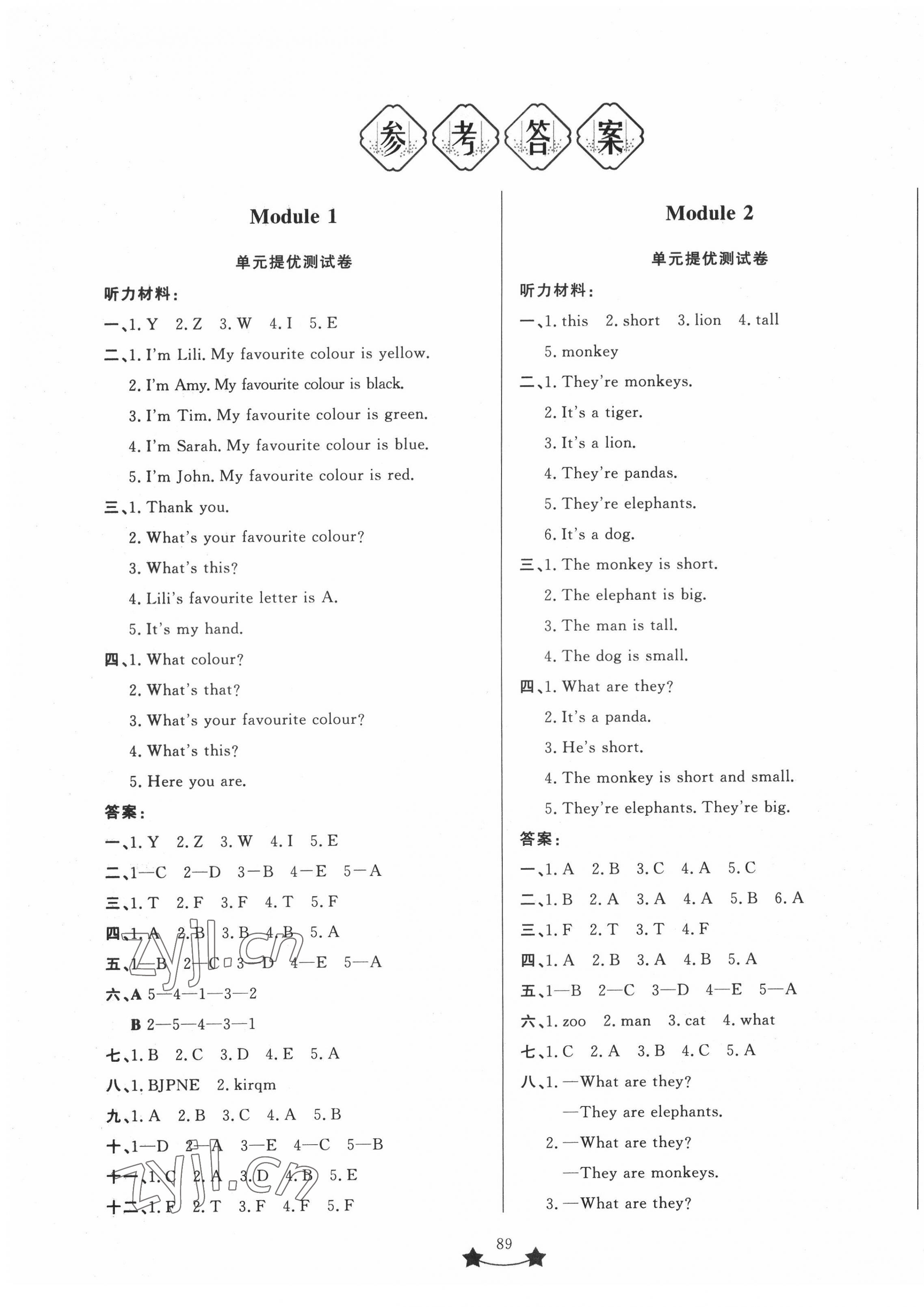 2022年單元測(cè)試卷山東文藝出版社三年級(jí)英語下冊(cè)外研版 第1頁